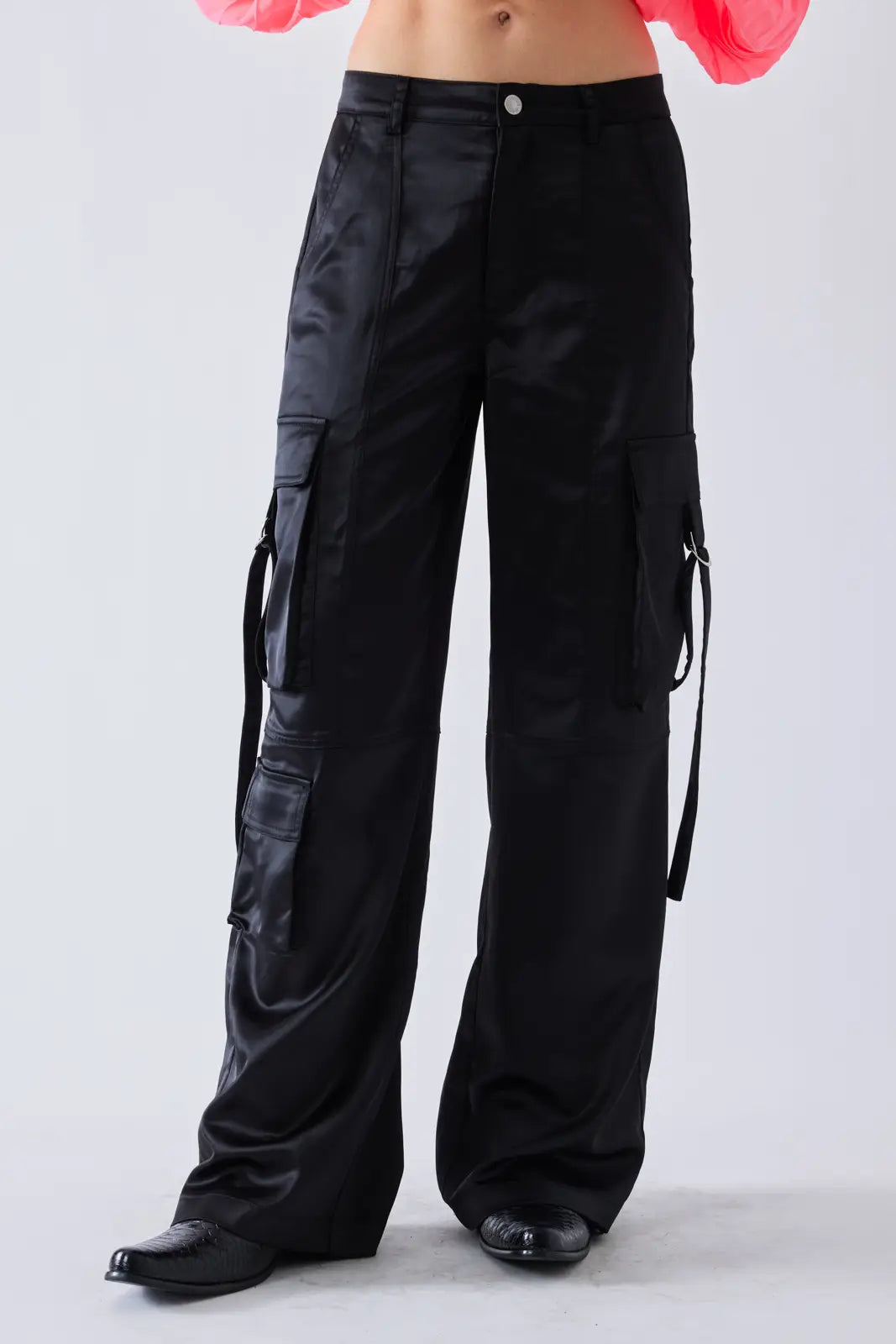 Licorice Satin Cargo Pant - ONFEMME By Lindsey's Kloset