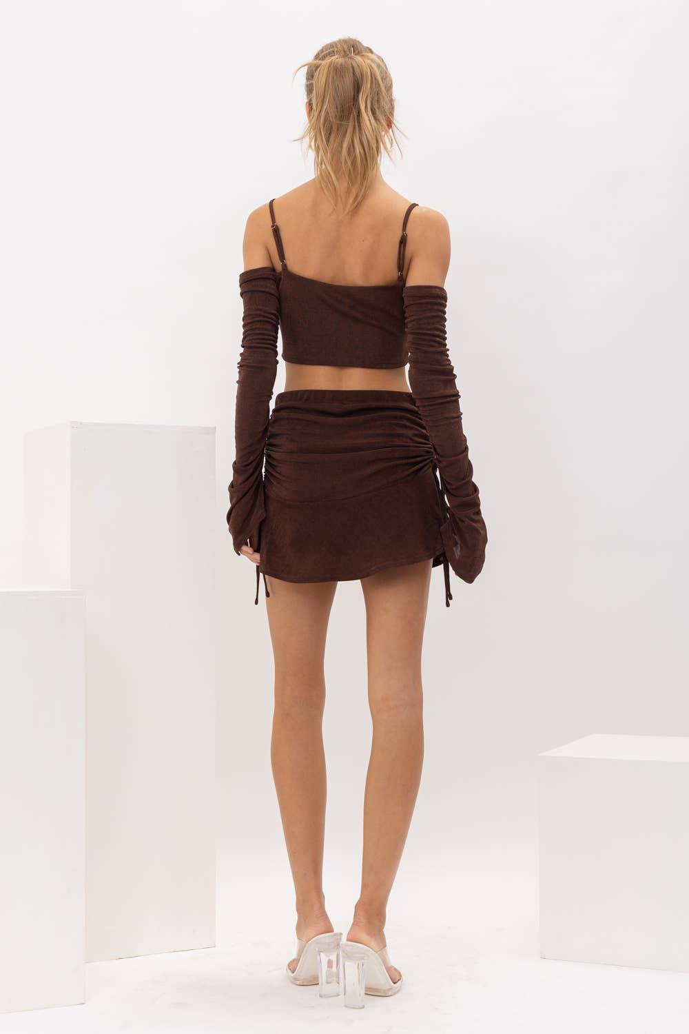 Mocha Ruched Skirt - ONFEMME By Lindsey's Kloset