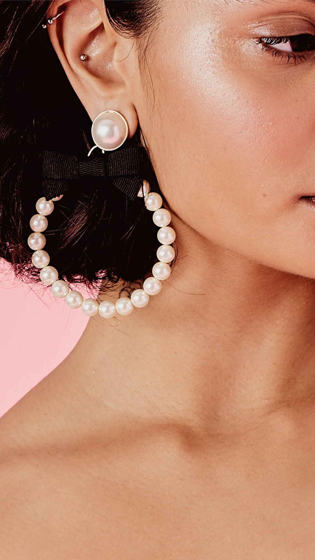 Bowtie Pearl Hoop Earrings - ONFEMME By Lindsey's Kloset