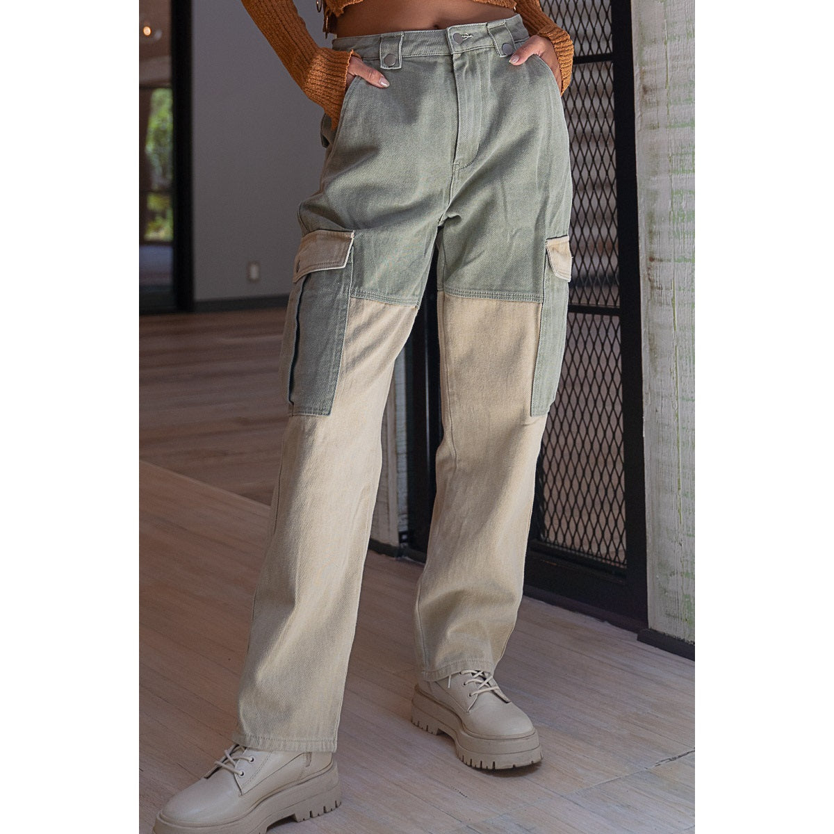 Colorblock Cargo Pant - ONFEMME By Lindsey's Kloset