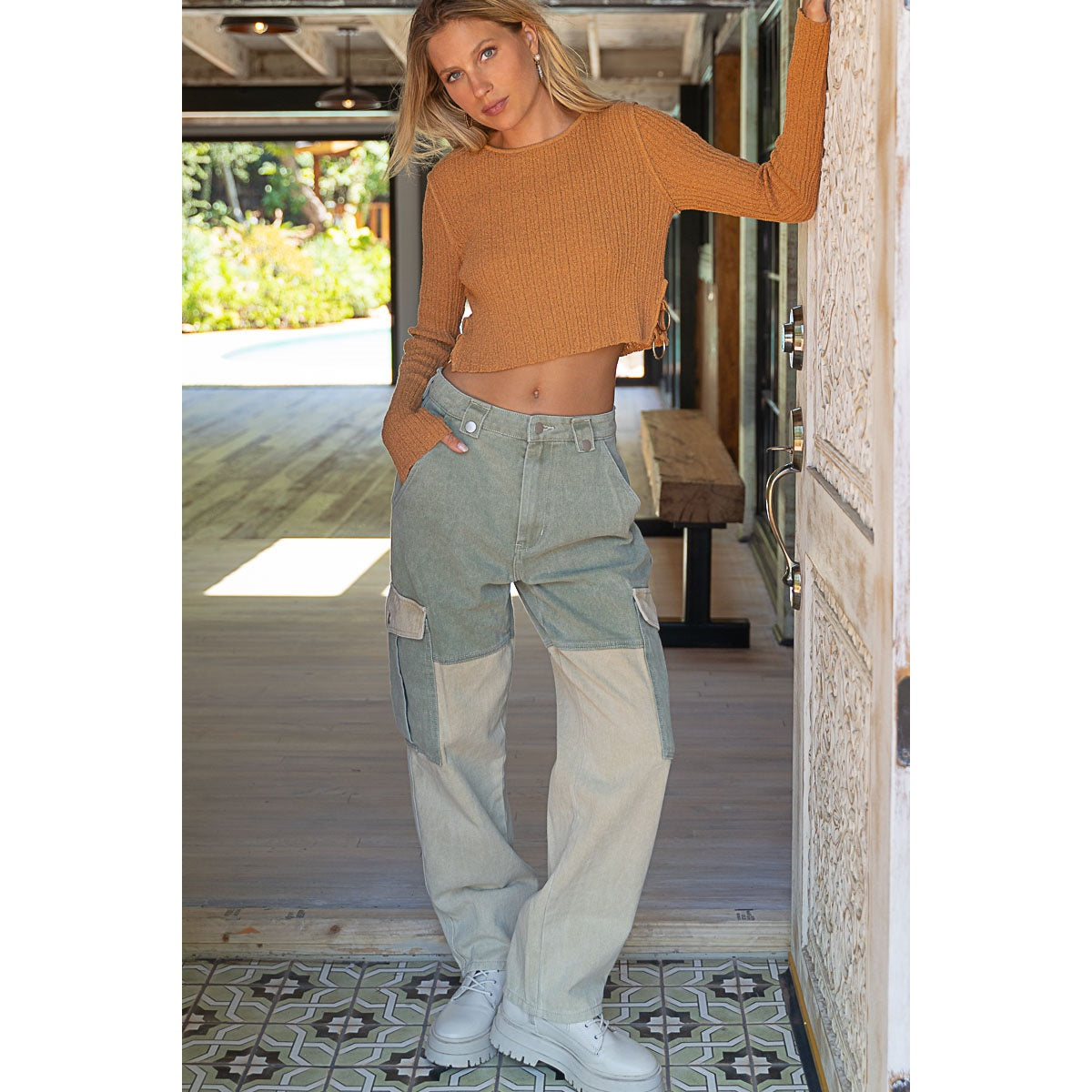 Colorblock Cargo Pant - ONFEMME By Lindsey's Kloset