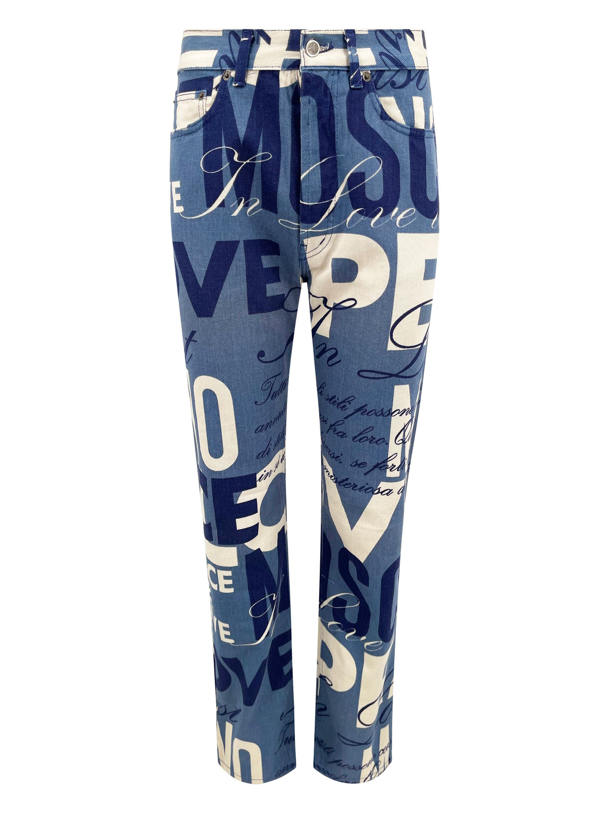 1990’s Moschino Spellout Print Jeans - ONFEMME By Lindsey's Kloset