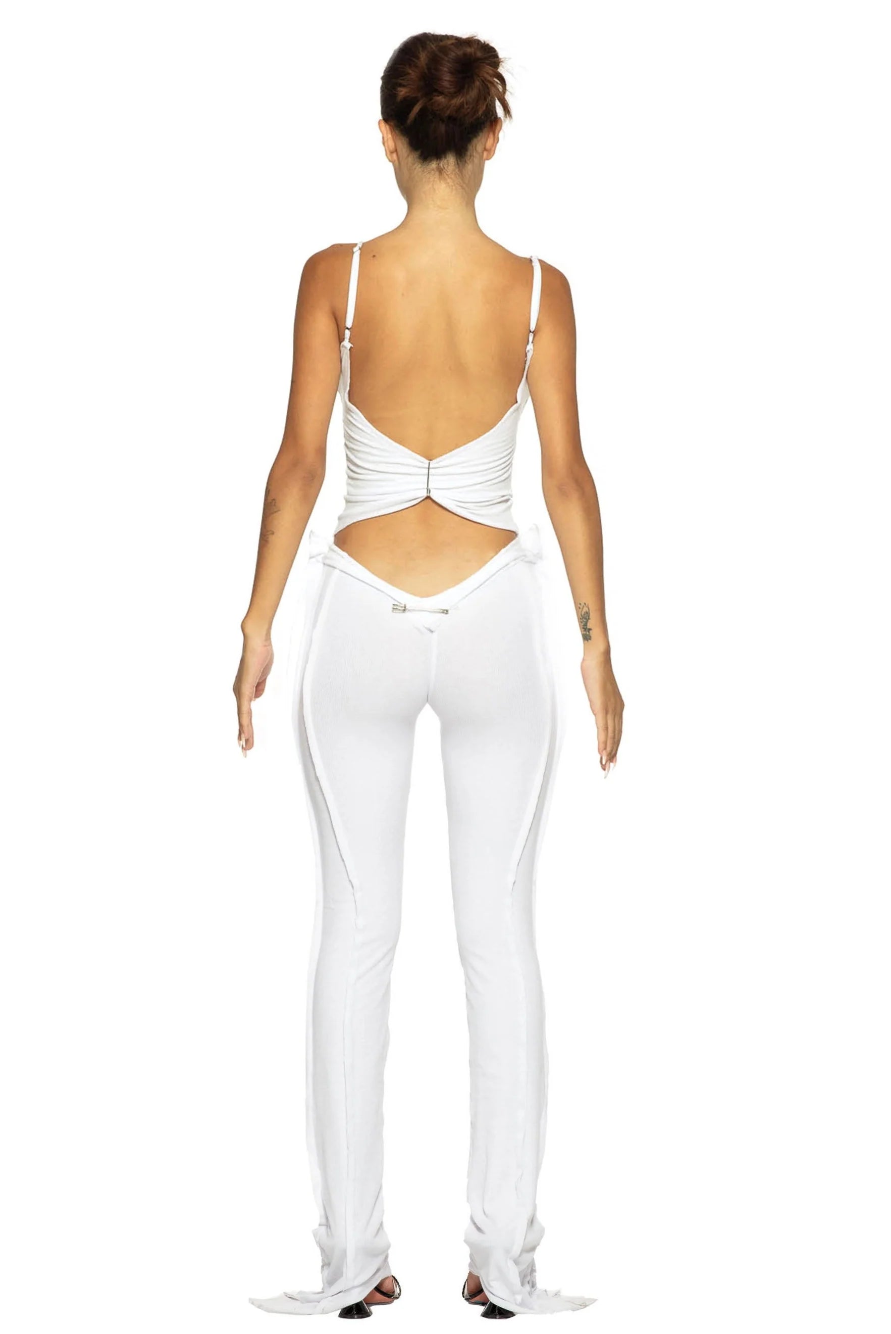 Low Back Double Layer Tank in White Rib - ONFEMME By Lindsey's Kloset