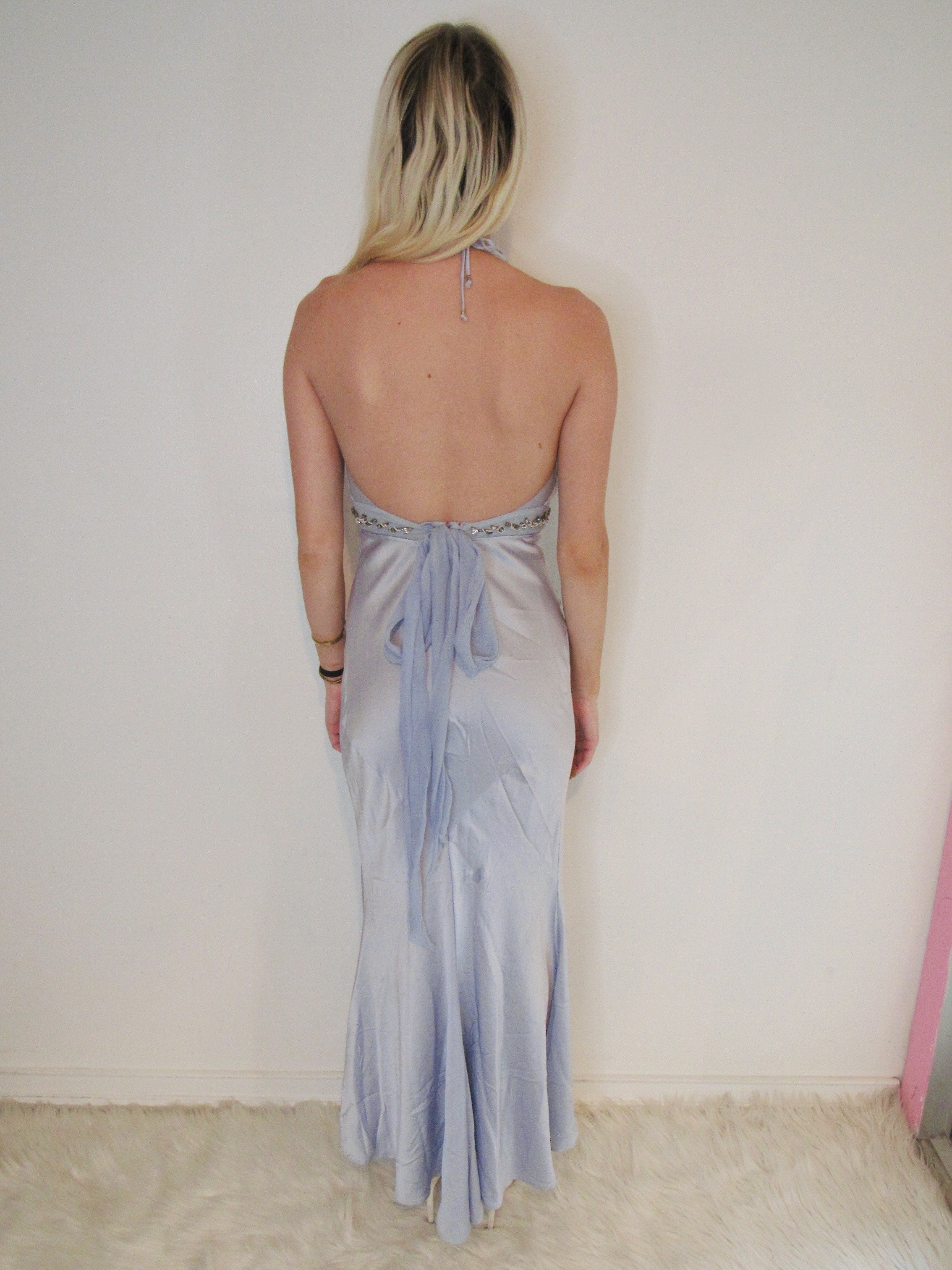 2005 Roberto Cavalli Light Blue Silk Gown - ONFEMME By Lindsey's Kloset