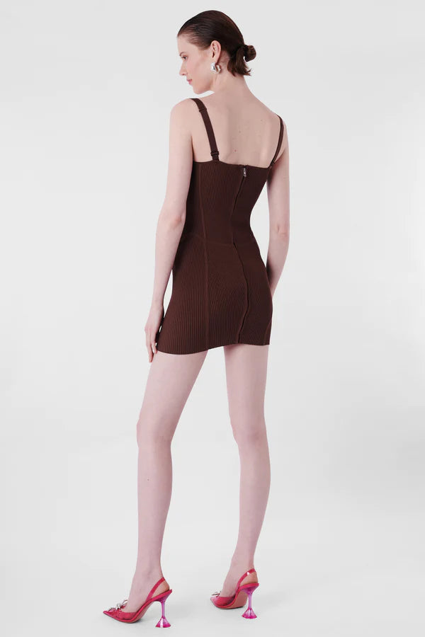 Dolce & Gabbana Vintage 1990's Brown Knit Corset Dress