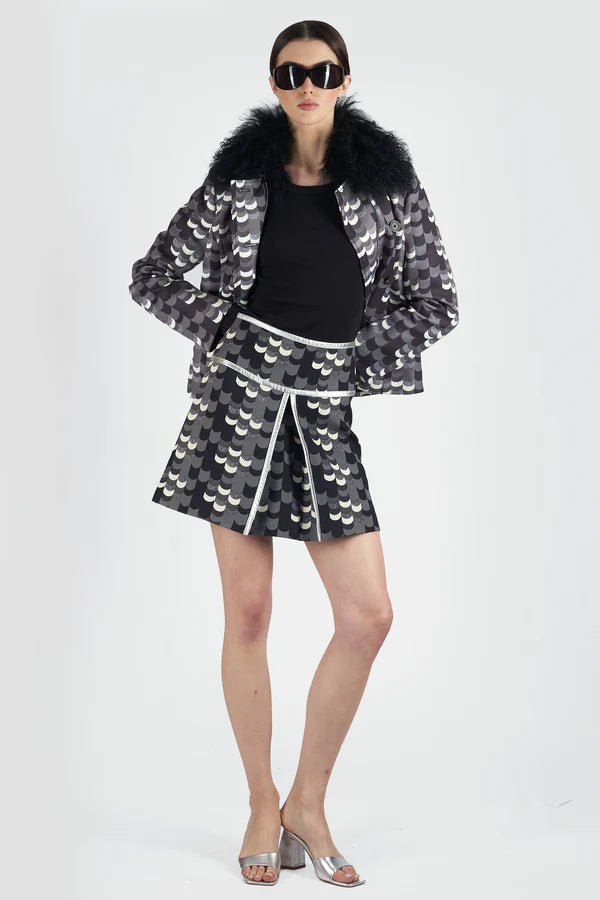 Prada F/W 2014 Short Grey & Black Afghan Coat - ONFEMME By Lindsey's Kloset