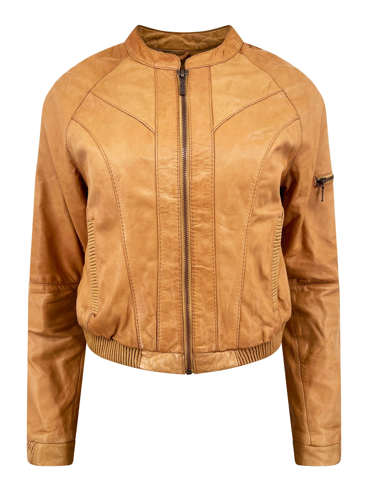 Vintage Leather Stitched Moto Jacket - ONFEMME By Lindsey's Kloset