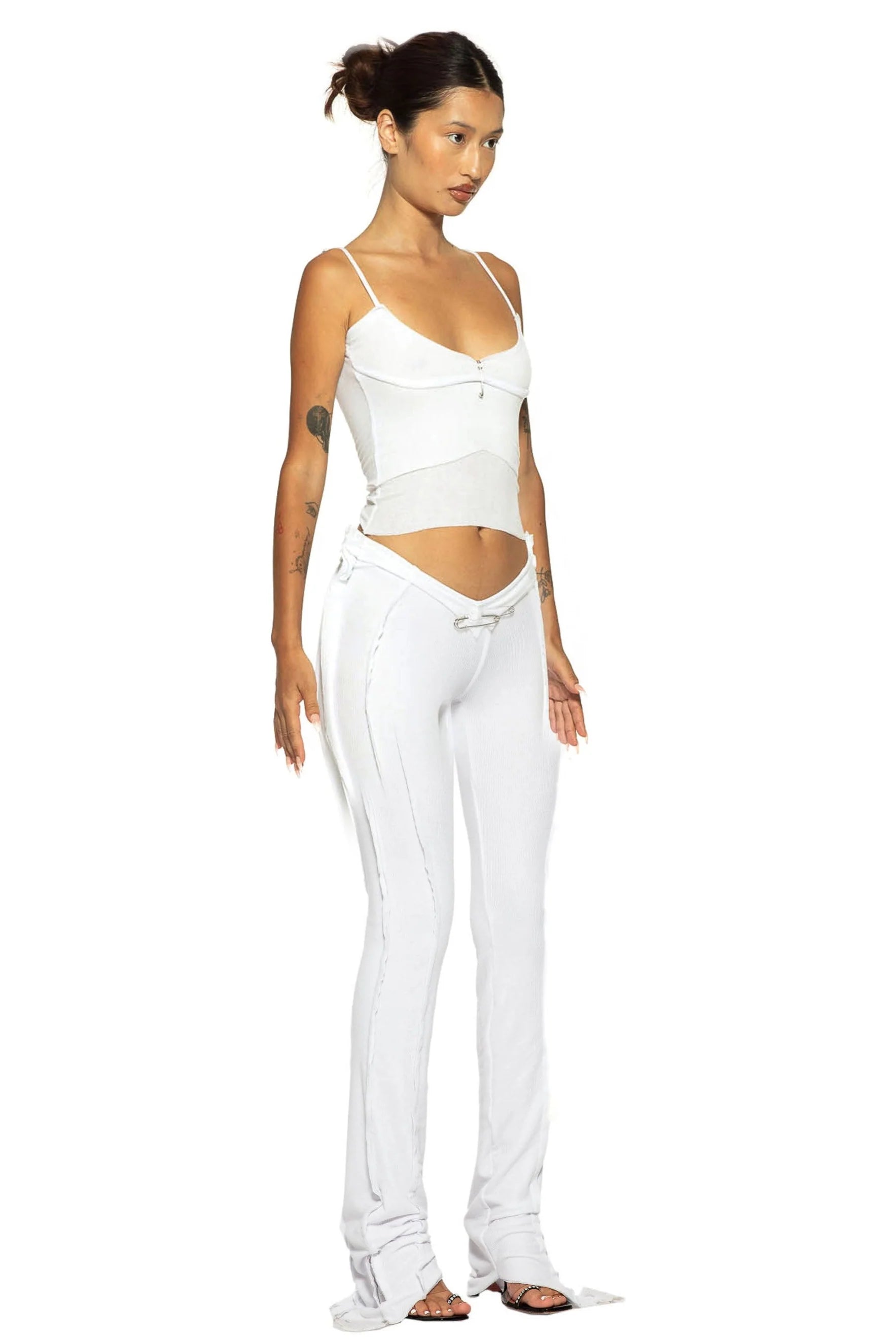 Low Back Double Layer Tank in White Rib - ONFEMME By Lindsey's Kloset