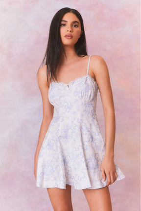 Shai Linen Bow Print Mini Dress