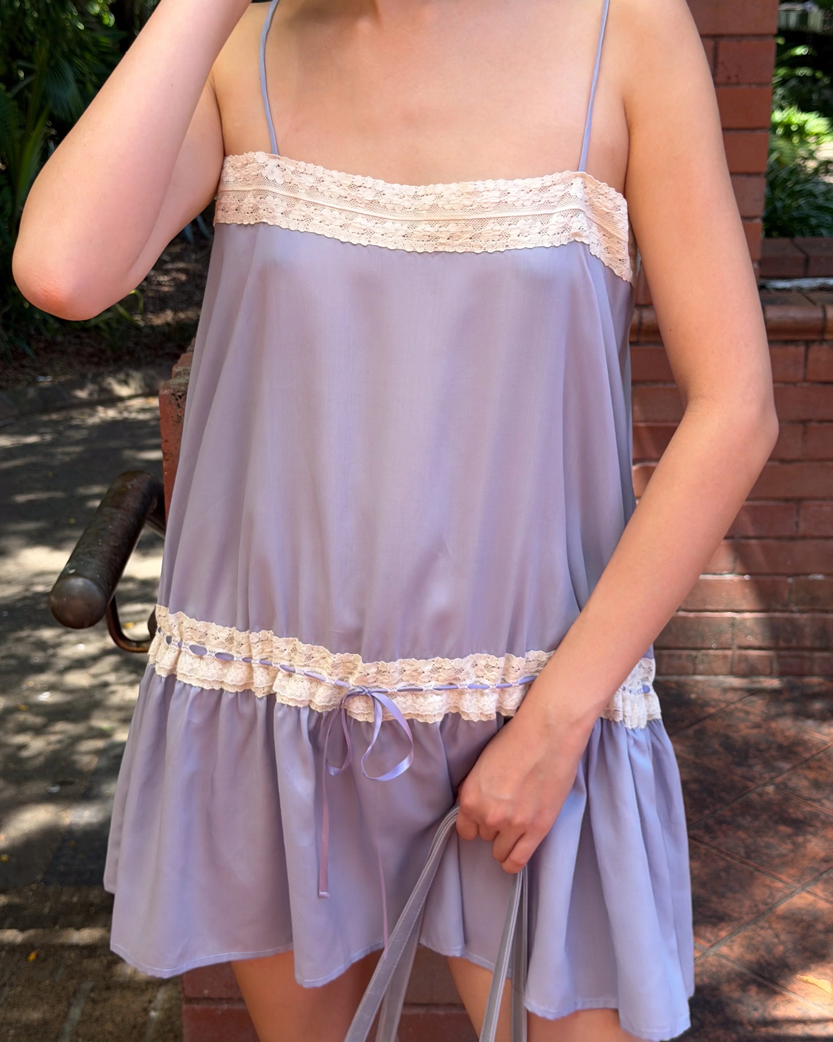 Lace Ribbon Dress - Wisteria - ONFEMME By Lindsey's Kloset
