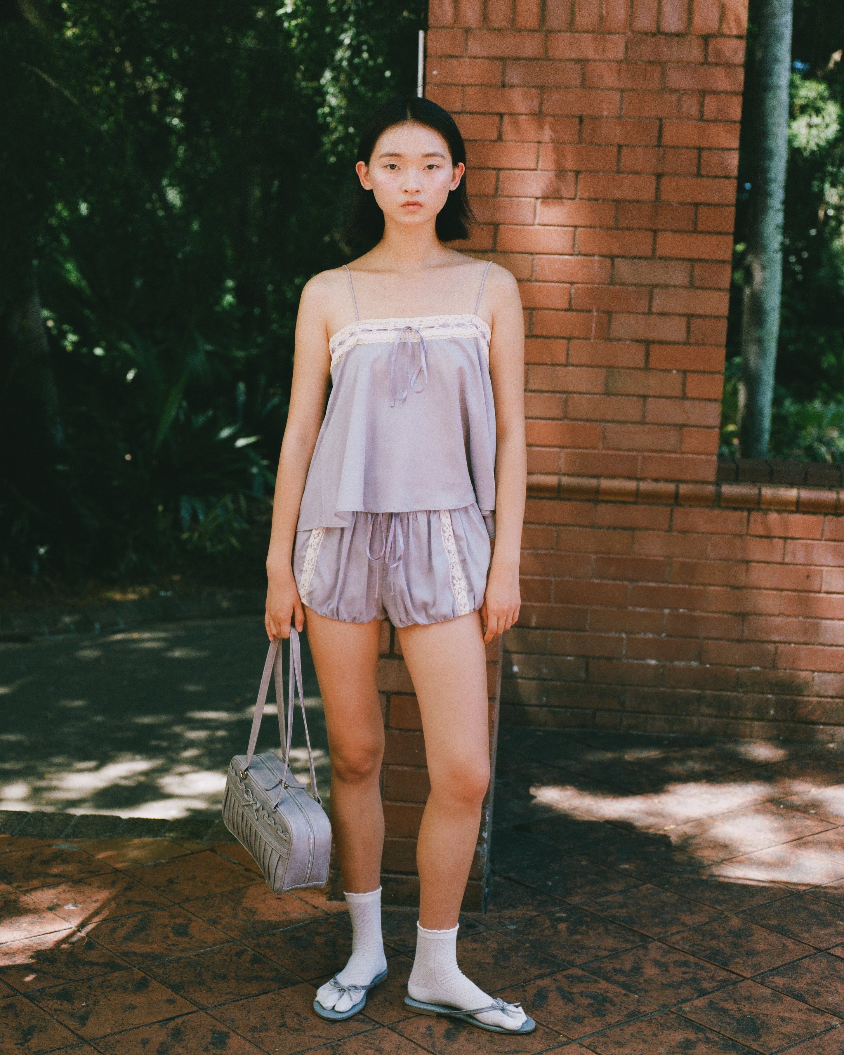 Lace Ribbon Shorts - Wisteria - ONFEMME By Lindsey's Kloset