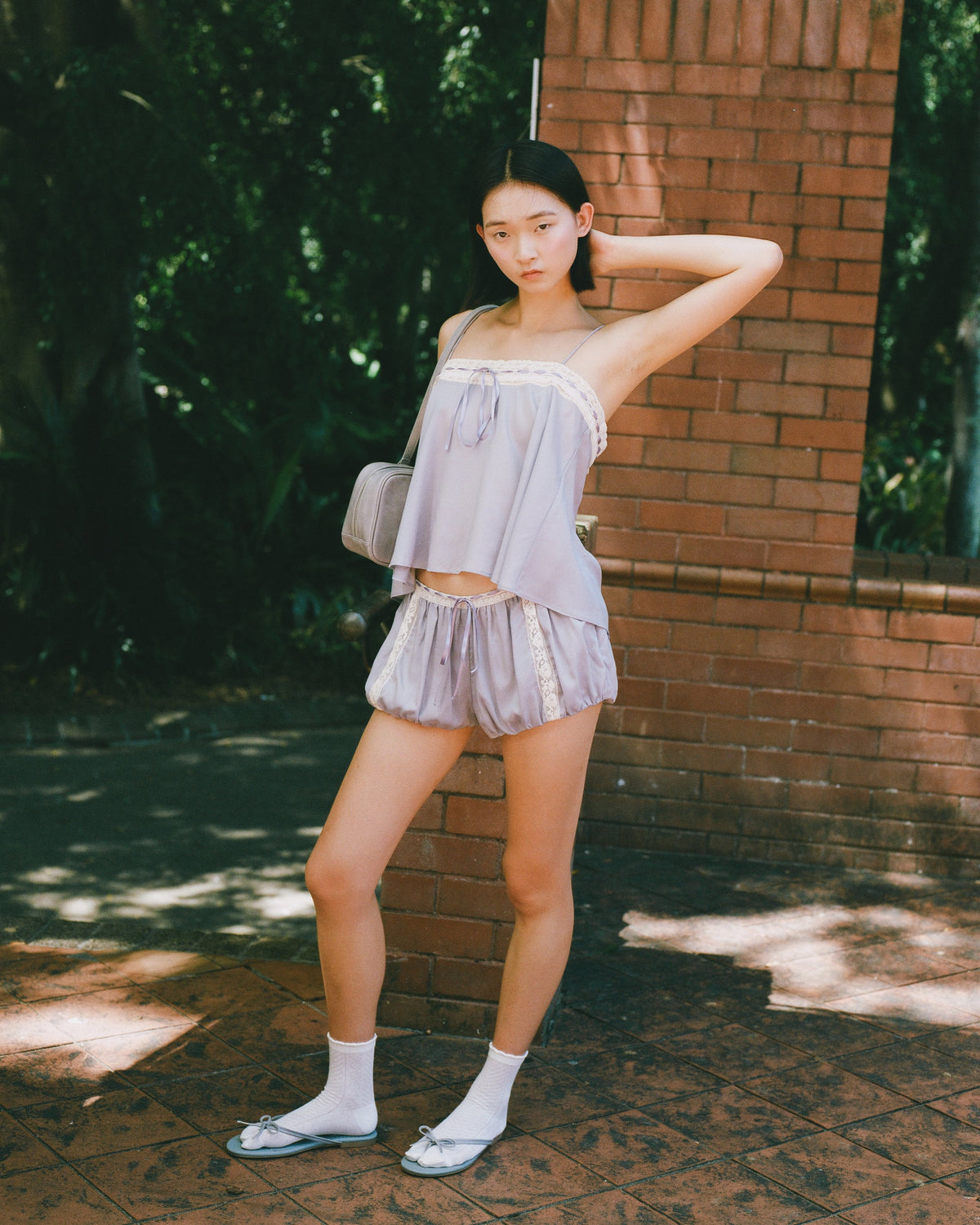 Lace Ribbon Shorts - Wisteria