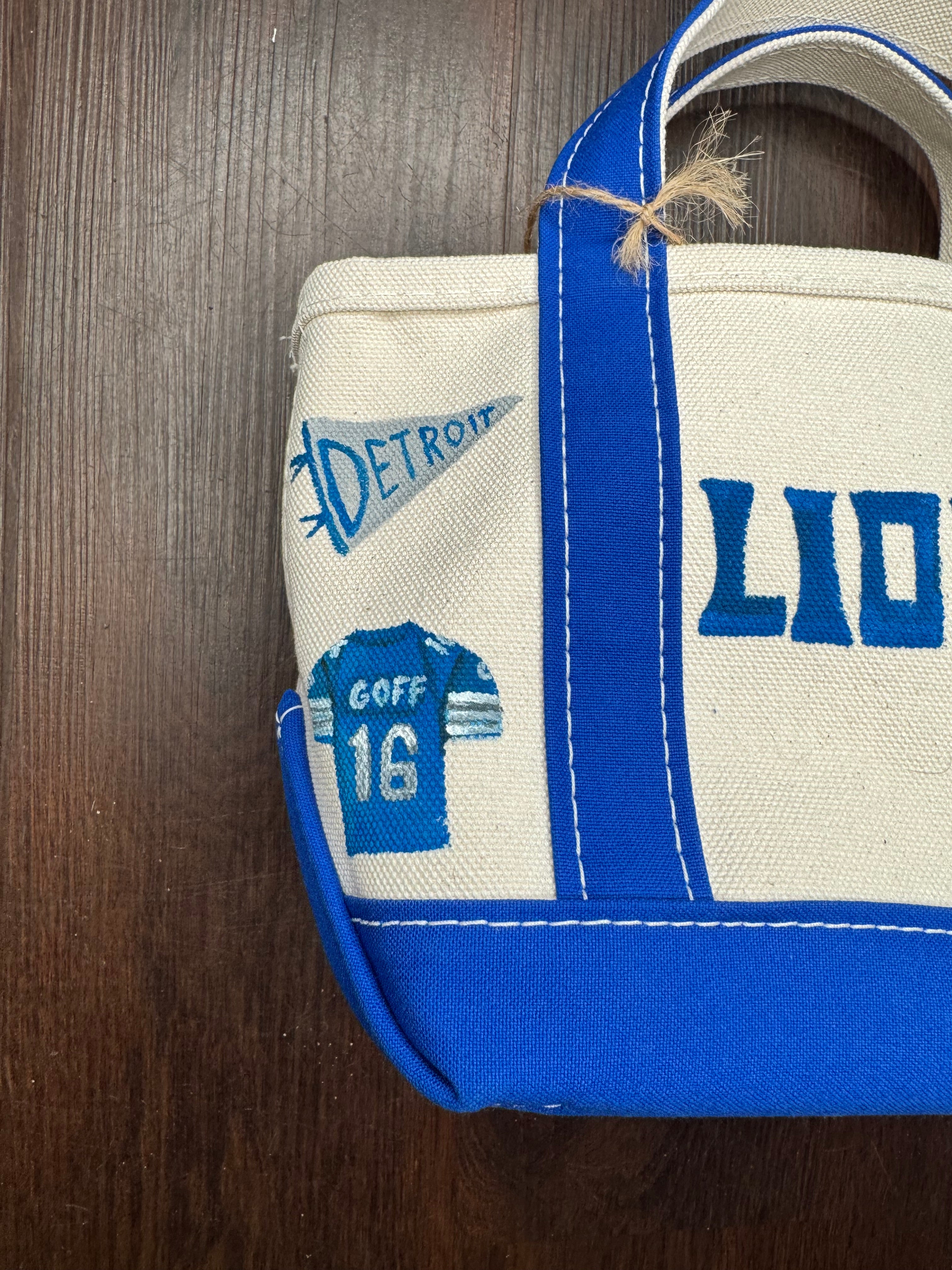 Custom Hand Painted Lions Mini Tote