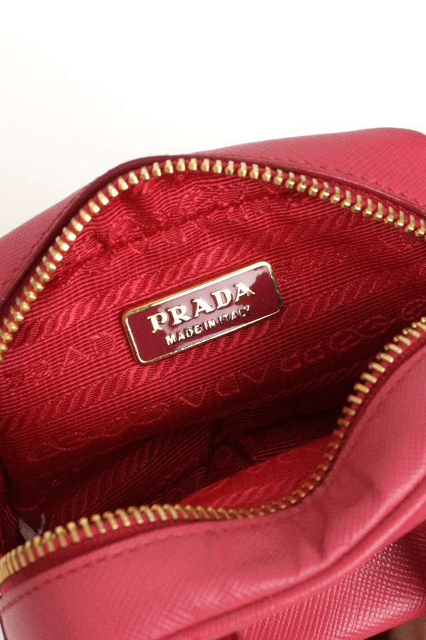 Prada Red Saffiano Small Camera Bag Crossbody - Prada Handbags Canada