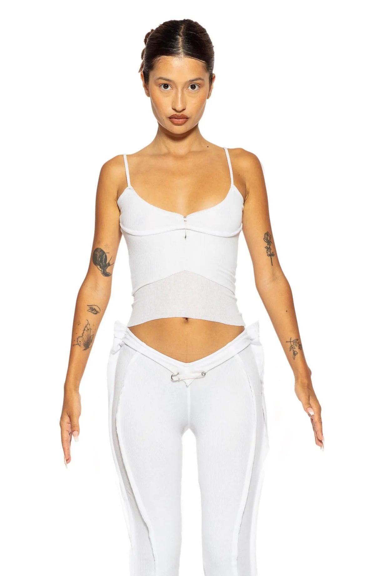 Low Back Double Layer Tank in White Rib - ONFEMME By Lindsey's Kloset