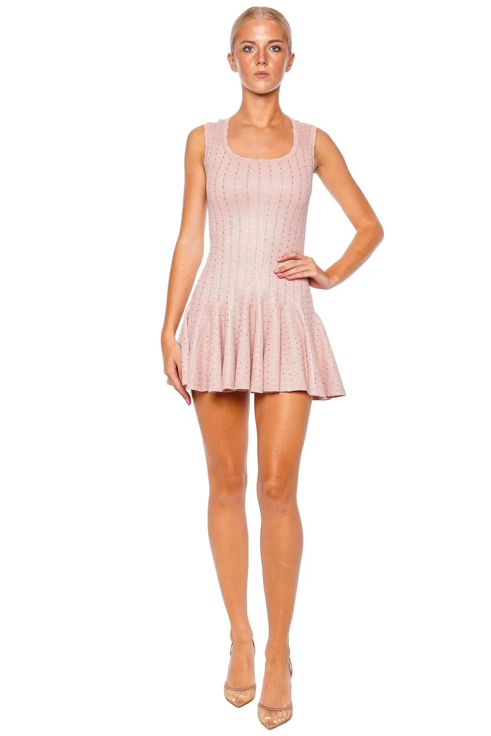 Maryanne Metallic Knit Mini Dress