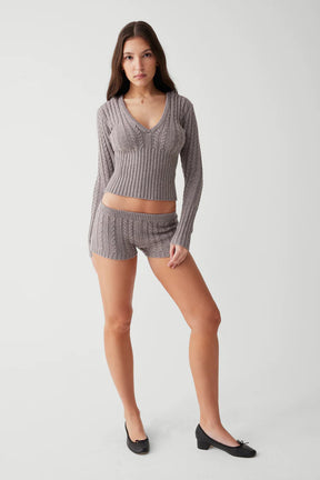 Evermore Cable Cloud Knit Micro Short - ONFEMME By Lindsey's Kloset
