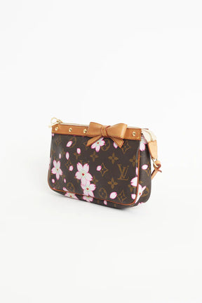 Pre-owned Louis Vuitton 2005 Cherry-print Coin Purse In Brown