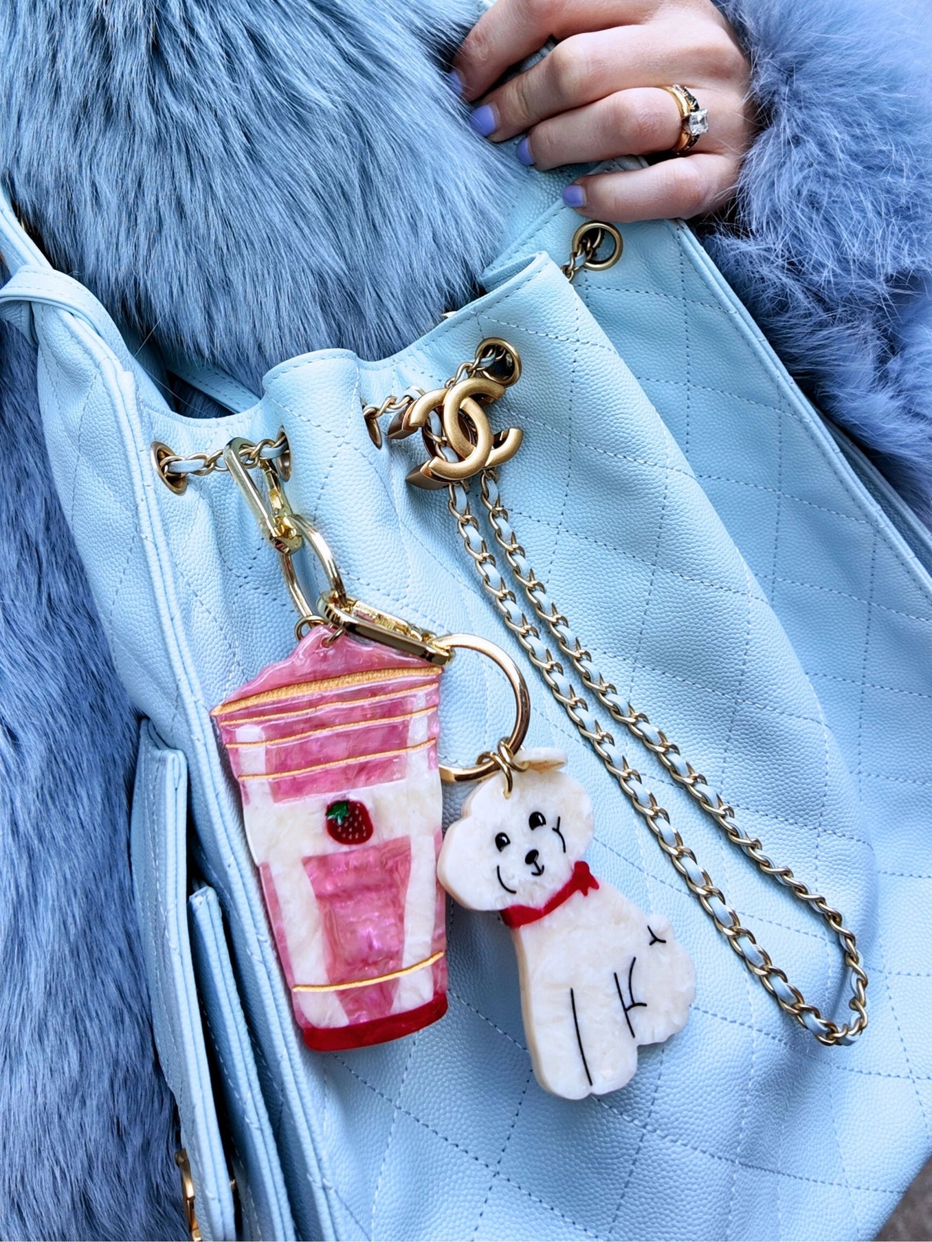 Hand-Painted Doodle Puppy Bag Charm + Keychain - ONFEMME By Lindsey's Kloset