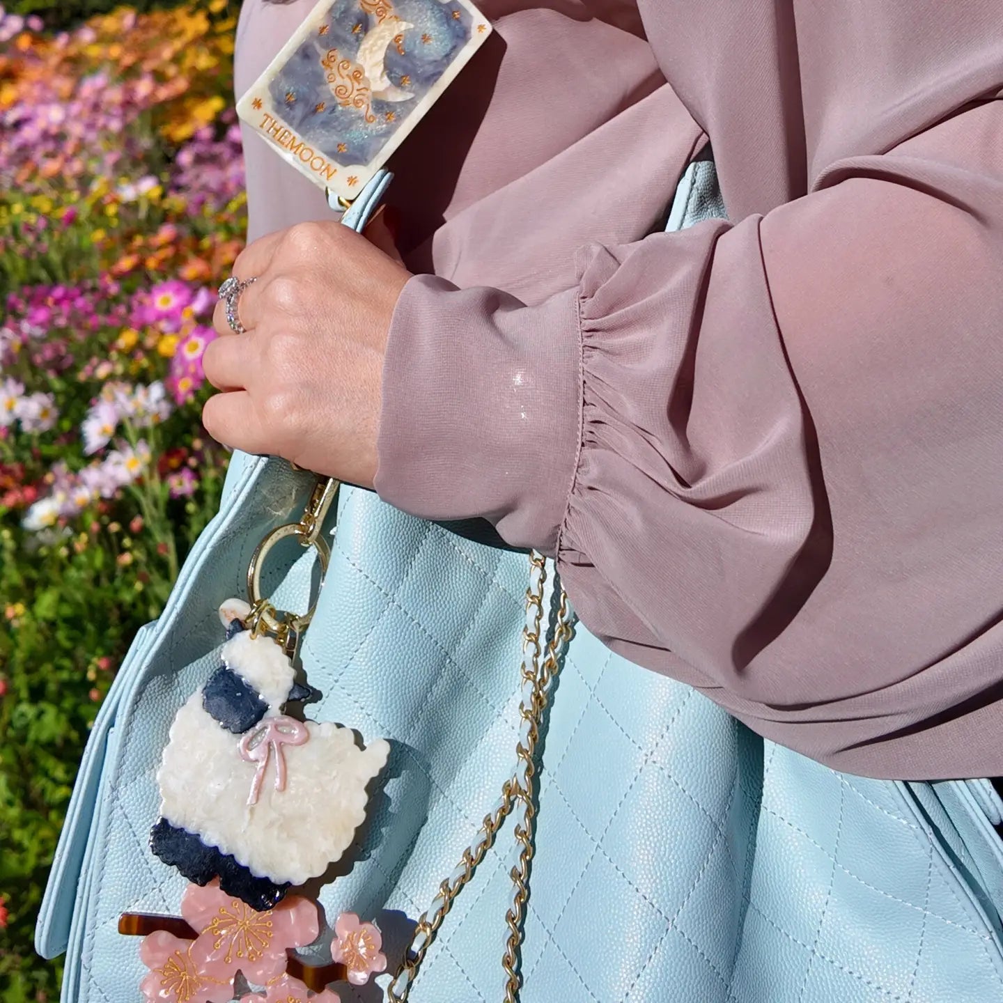 Hand-Painted Sheep Bag Charm + Keychain