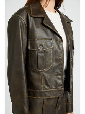 Classic Faded Faux Leather Jacket - ONFEMME By Lindsey's Kloset