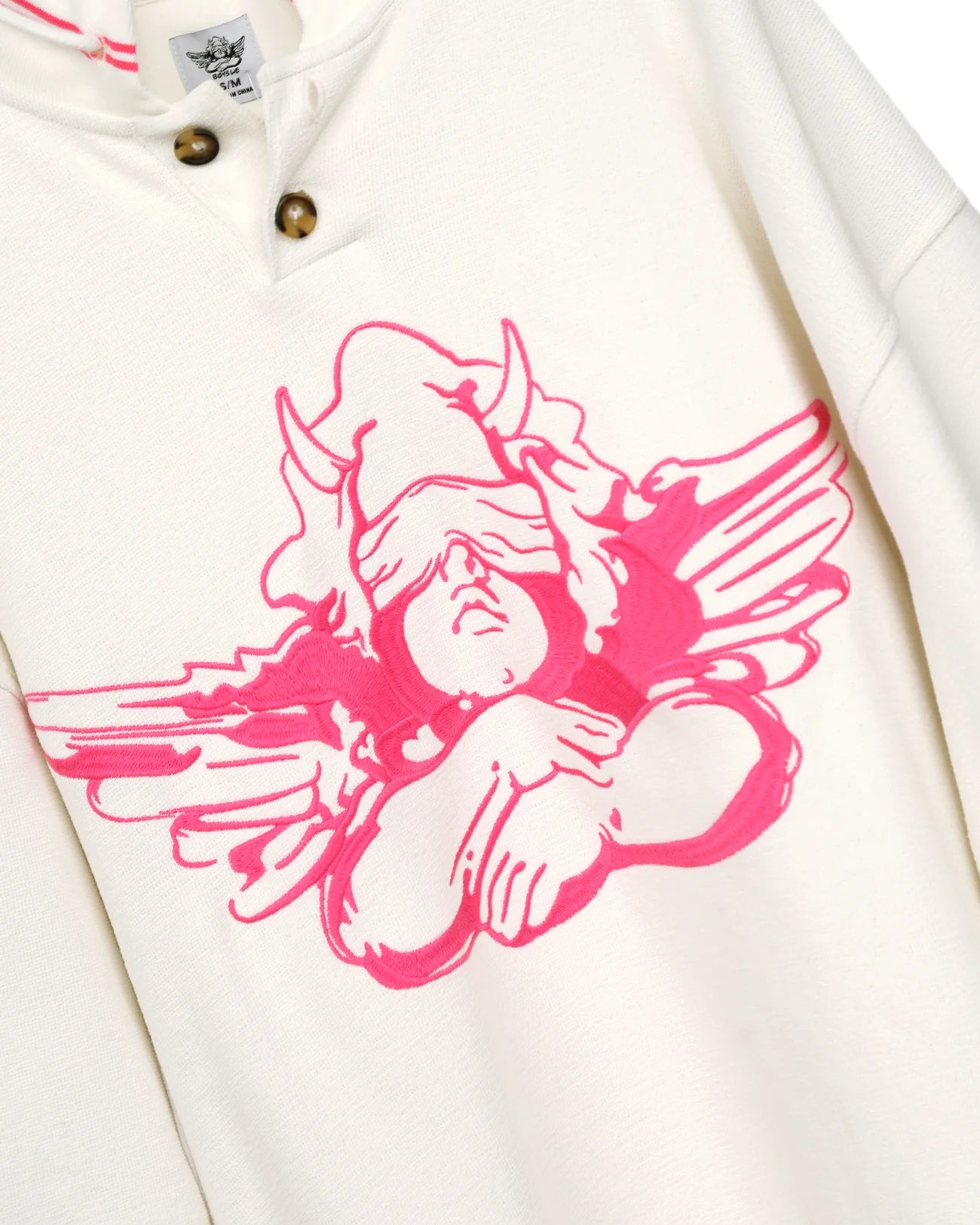 Pink Cherub University Henley Crewneck - ONFEMME By Lindsey's Kloset