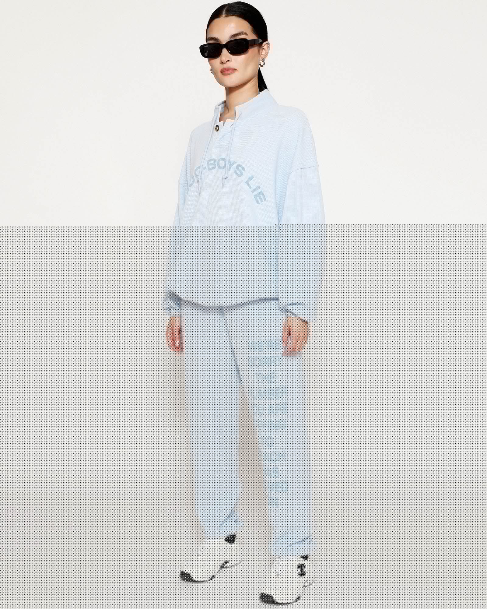 BLUE 1-800 REUNION HENLEY CREWNECK - ONFEMME By Lindsey's Kloset