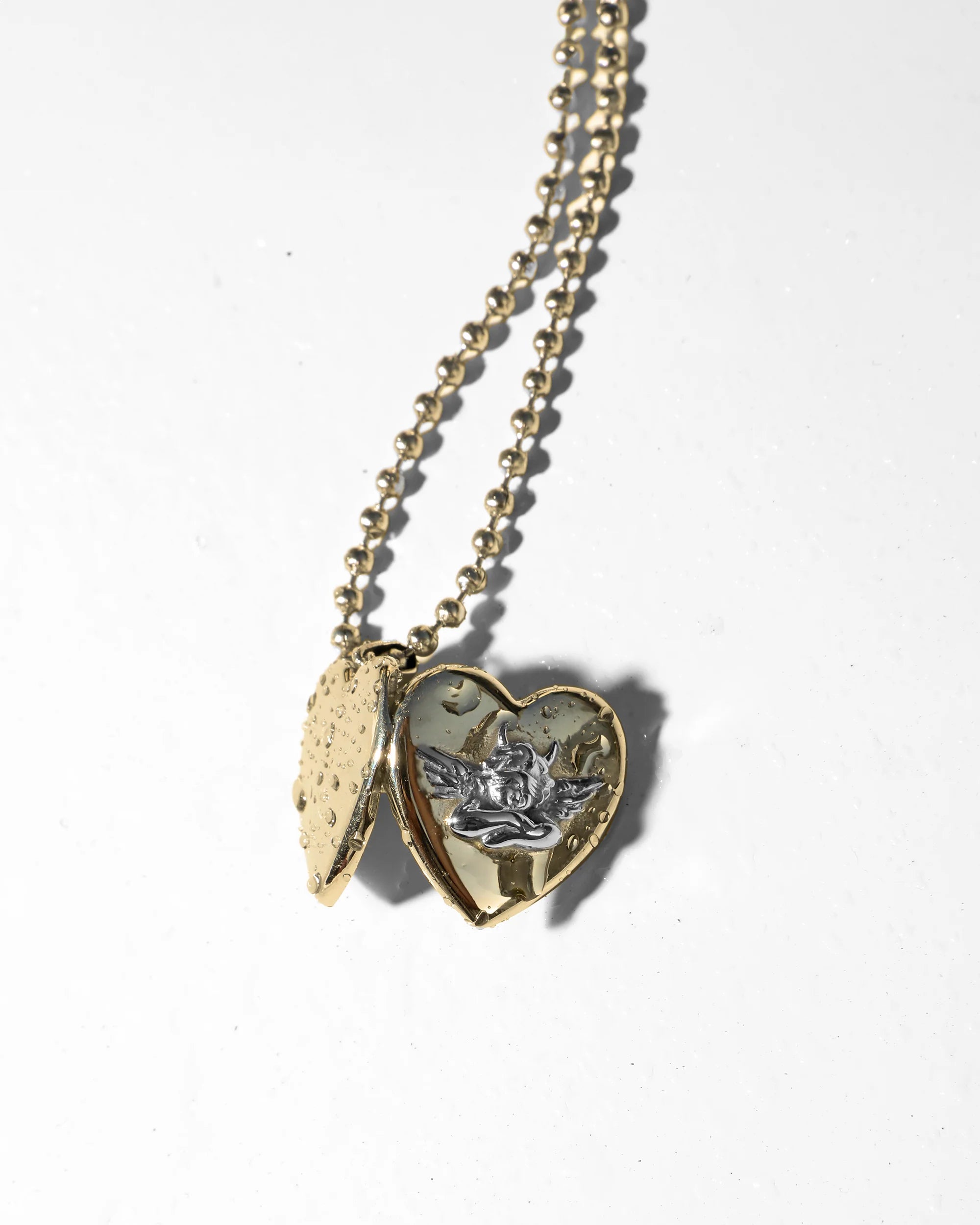 Boys Lie Gold Locket With Rhodium Angel - ONFEMME By Lindsey's Kloset