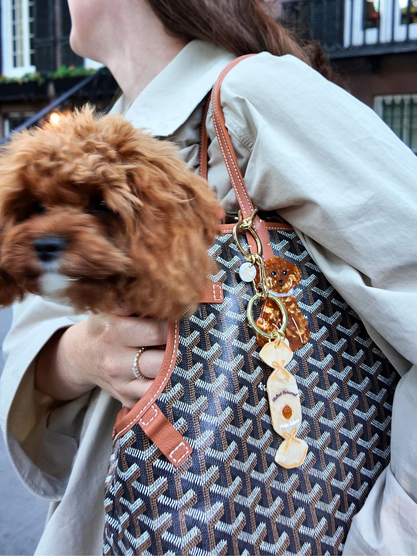 Hand-Painted Doodle Puppy Bag Charm + Keychain - ONFEMME By Lindsey's Kloset