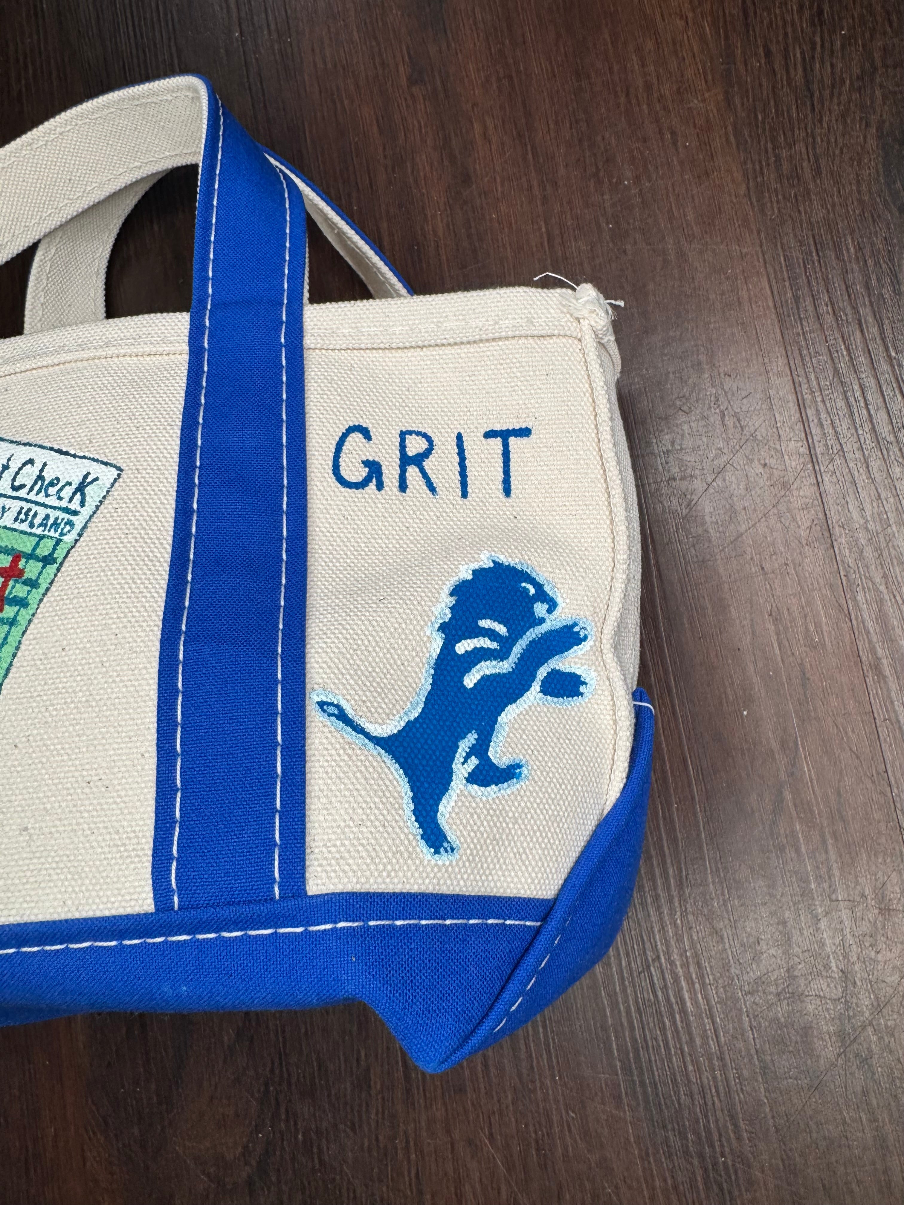 Custom Hand Painted Lions Mini Tote