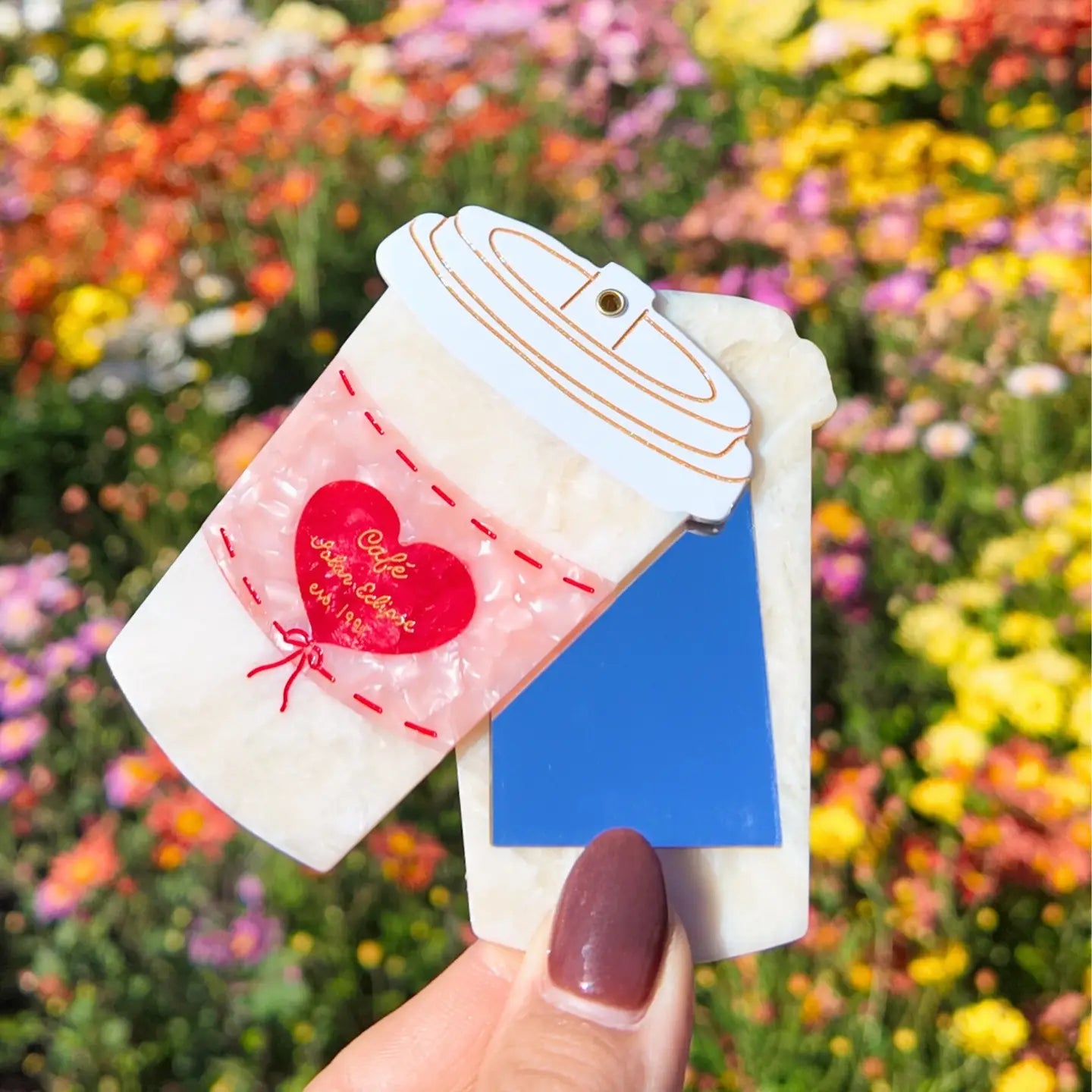 Hand-Painted Cafe Coffee Compact Mirror - ONFEMME By Lindsey's Kloset