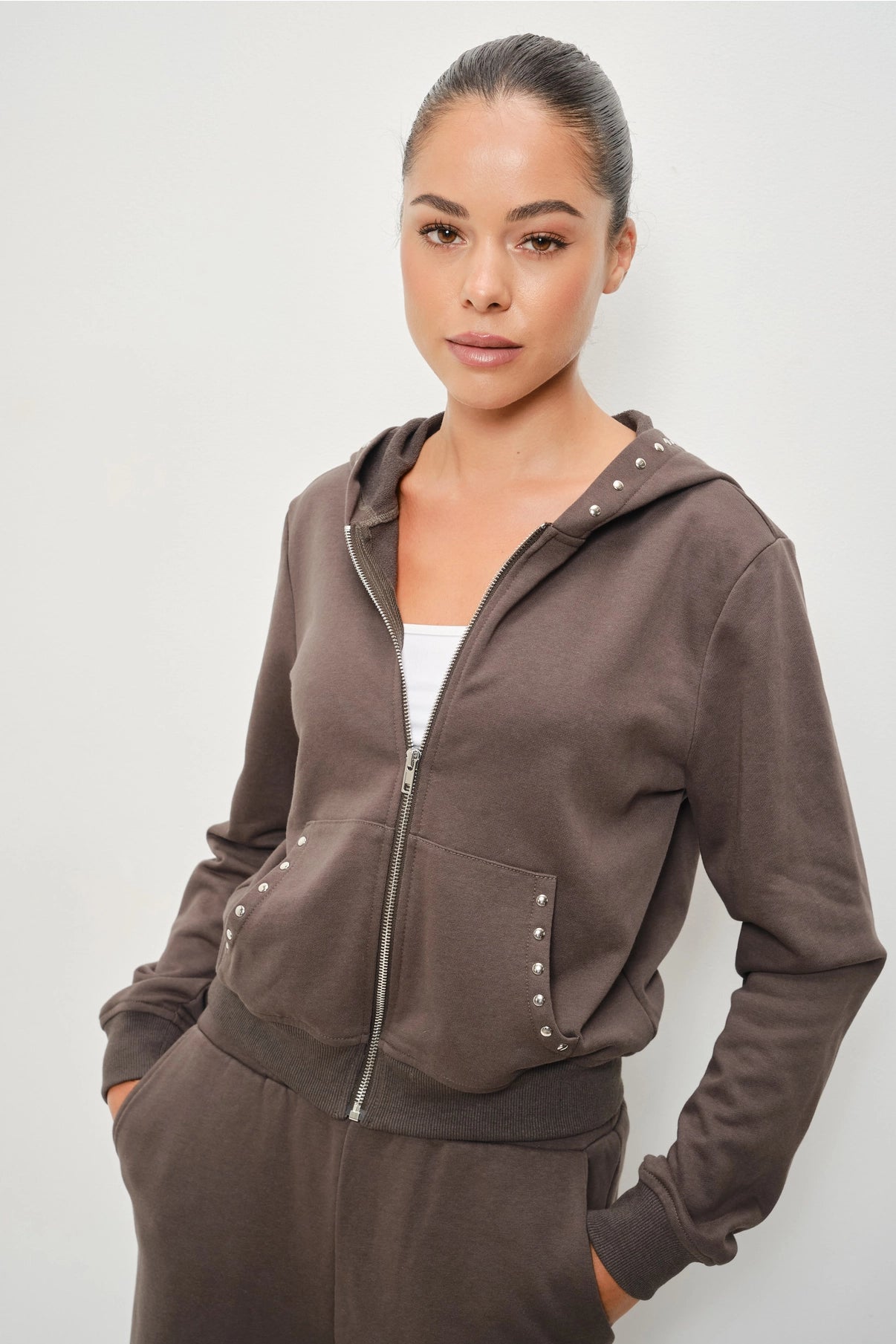 Encore Studded Zip Up