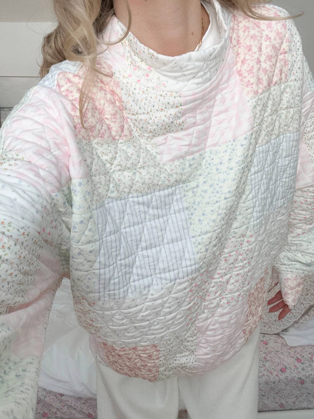 Quilted Pastel Oversized Mockneck - ONFEMME By Lindsey's Kloset