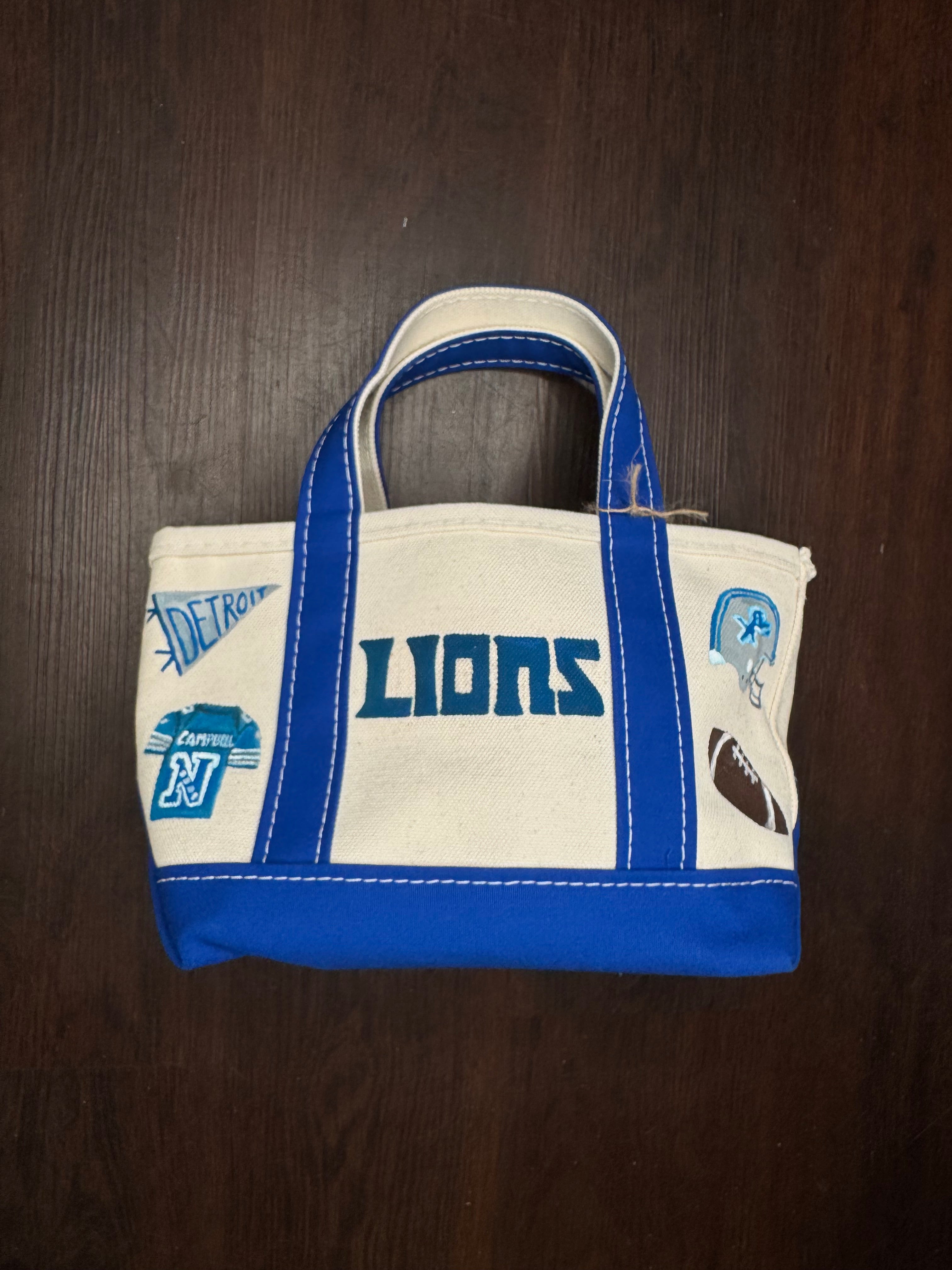 Custom Hand Painted Lions Mini Tote