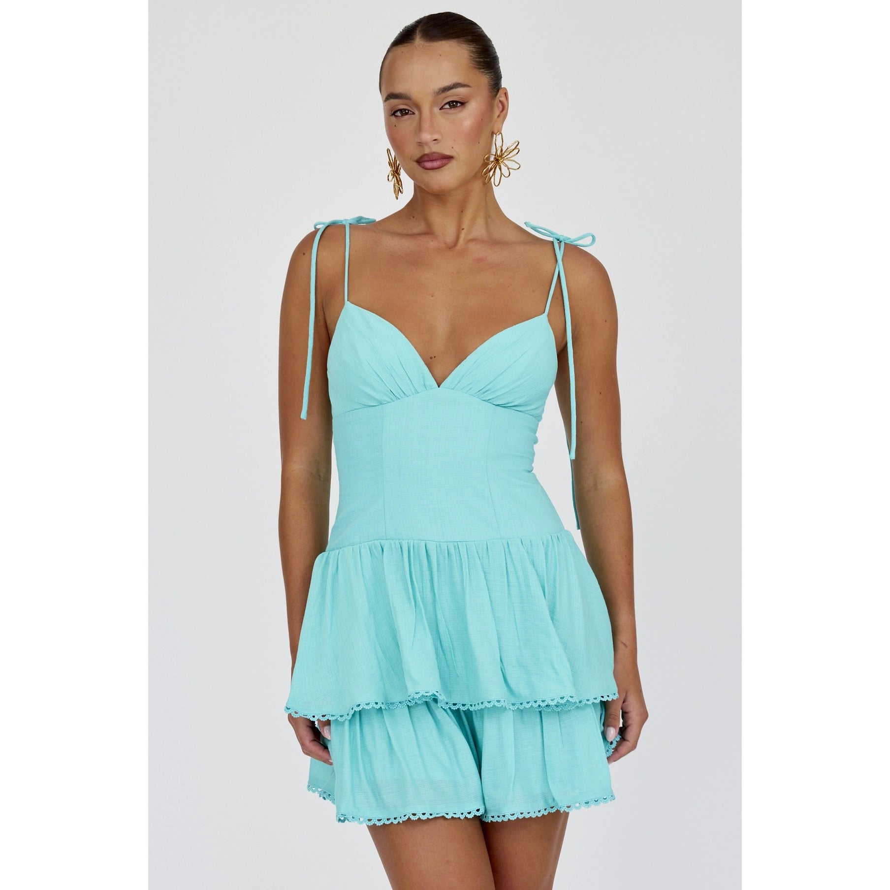 Nikki Aqua Mini Dress S Nikki Aqua Mini Dress S