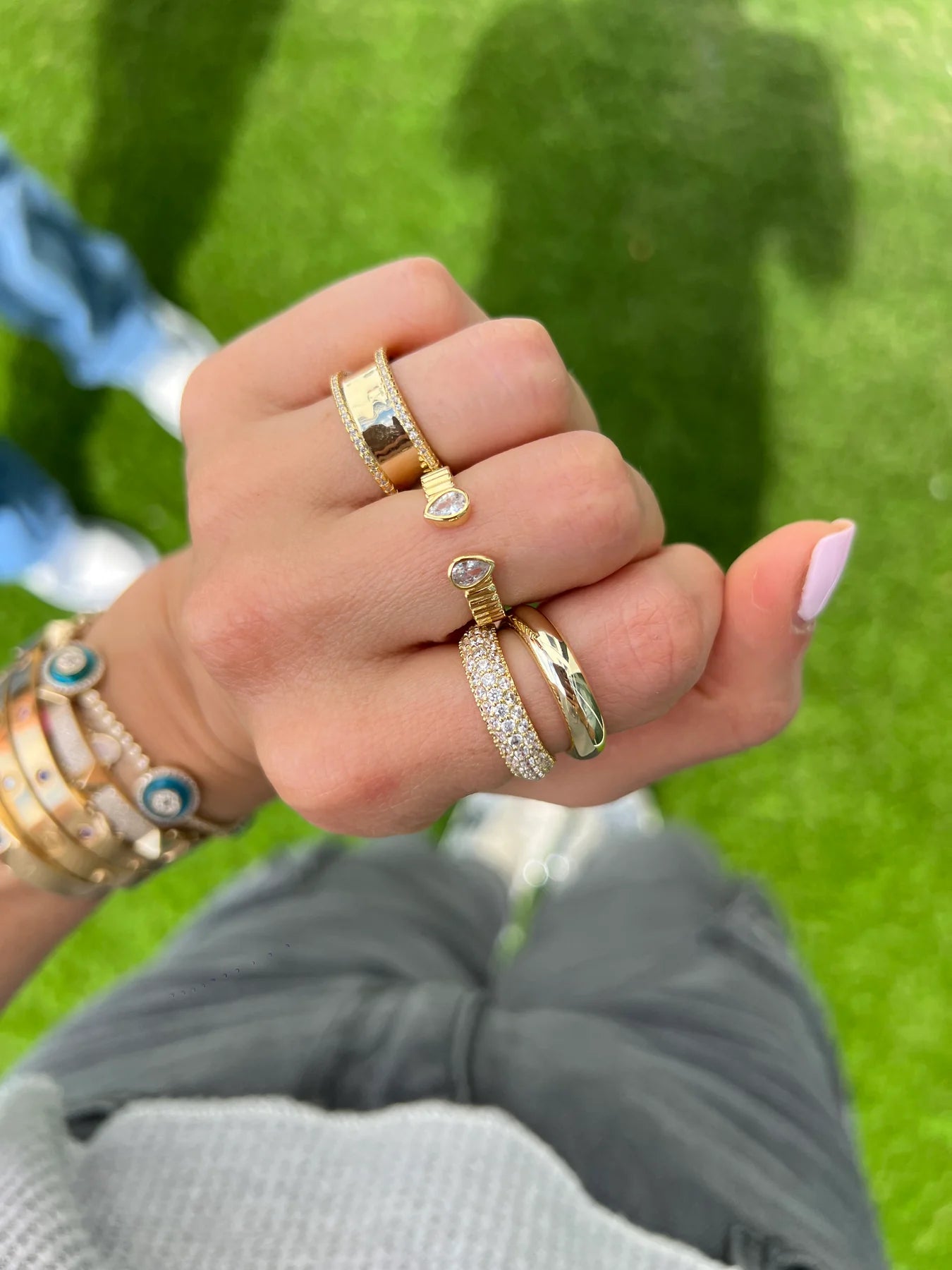 Double Solid and Pave Ring - ONFEMME By Lindsey's Kloset