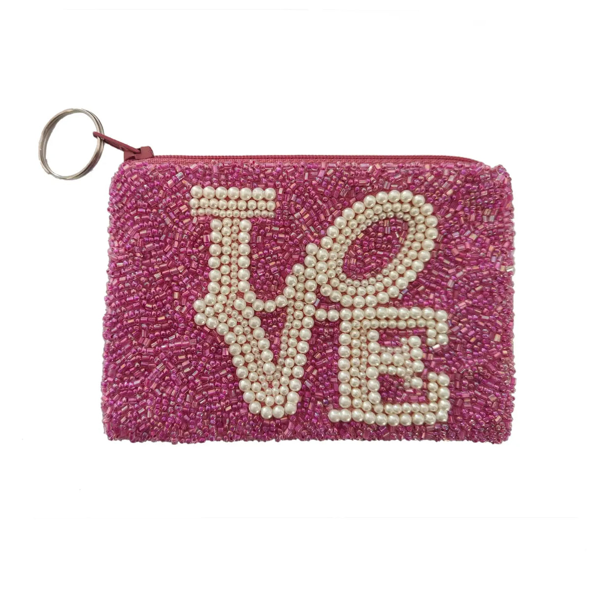 LOVE Beaded Coin Purse