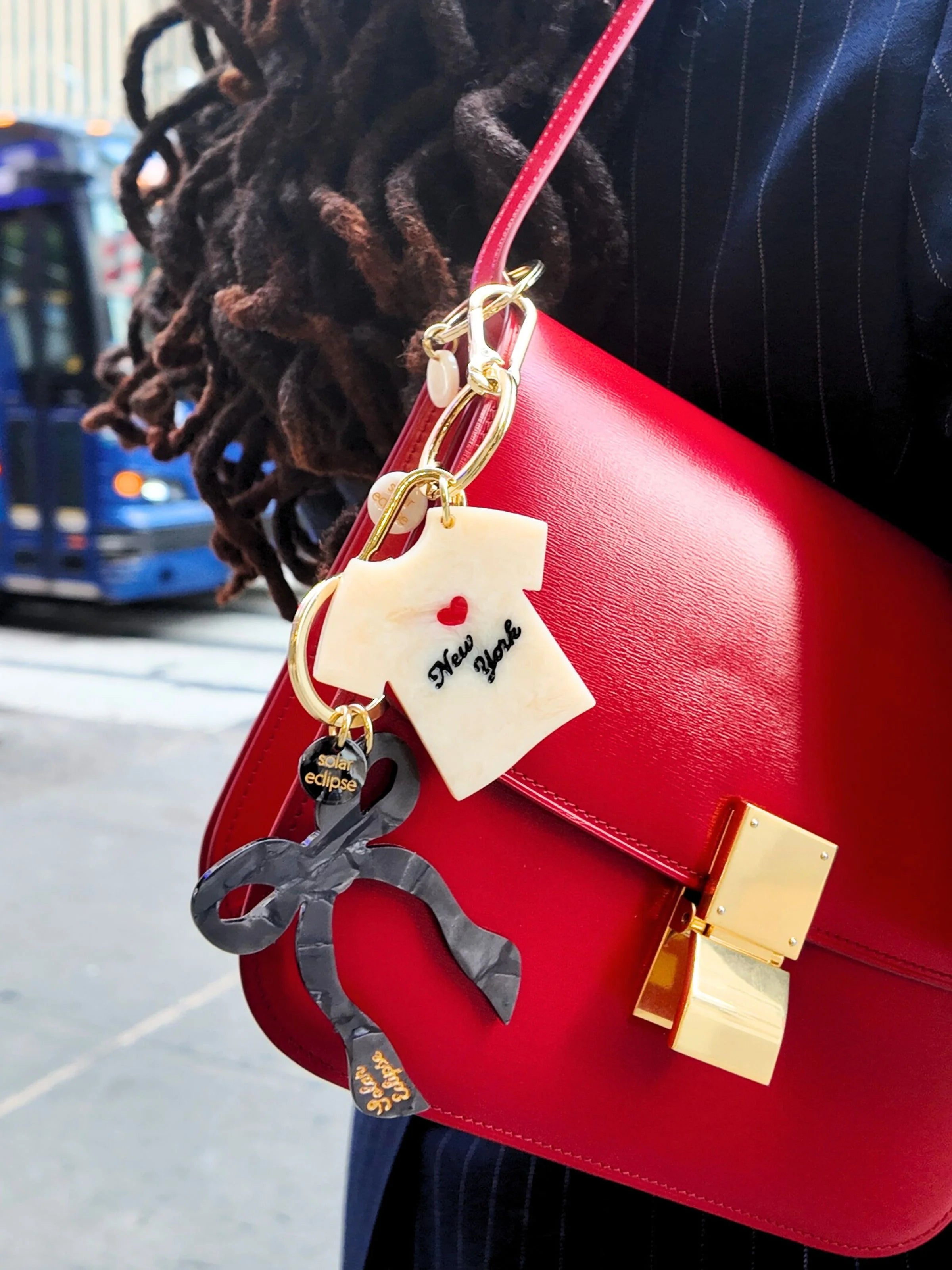 Hand-Painted New York T-Shirt Bag Charm + Keychain