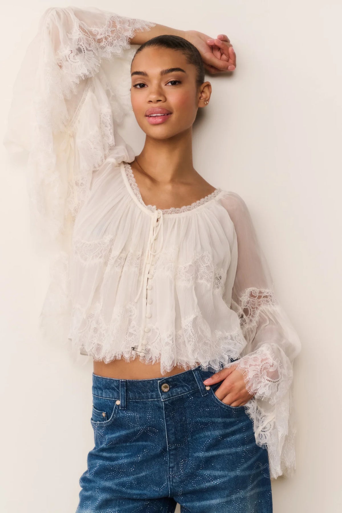 Darline Chiffon Lace Blouse