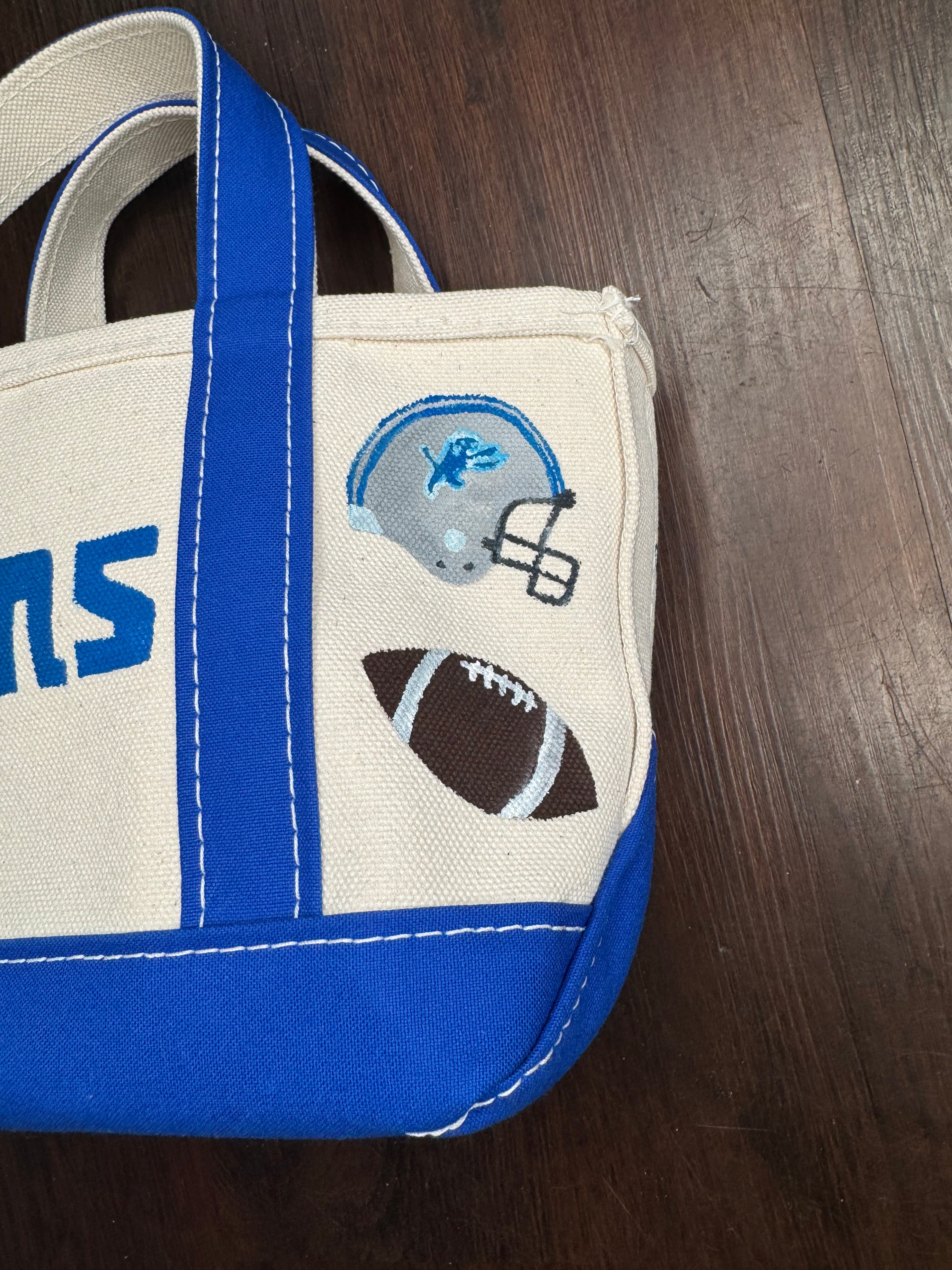 Custom Hand Painted Lions Mini Tote