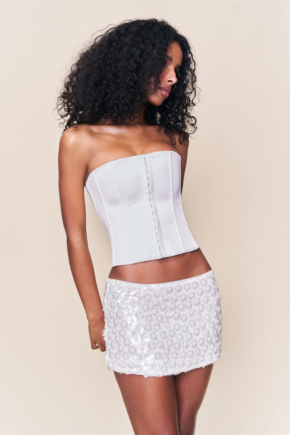 Floral Paillette Mini Skirt