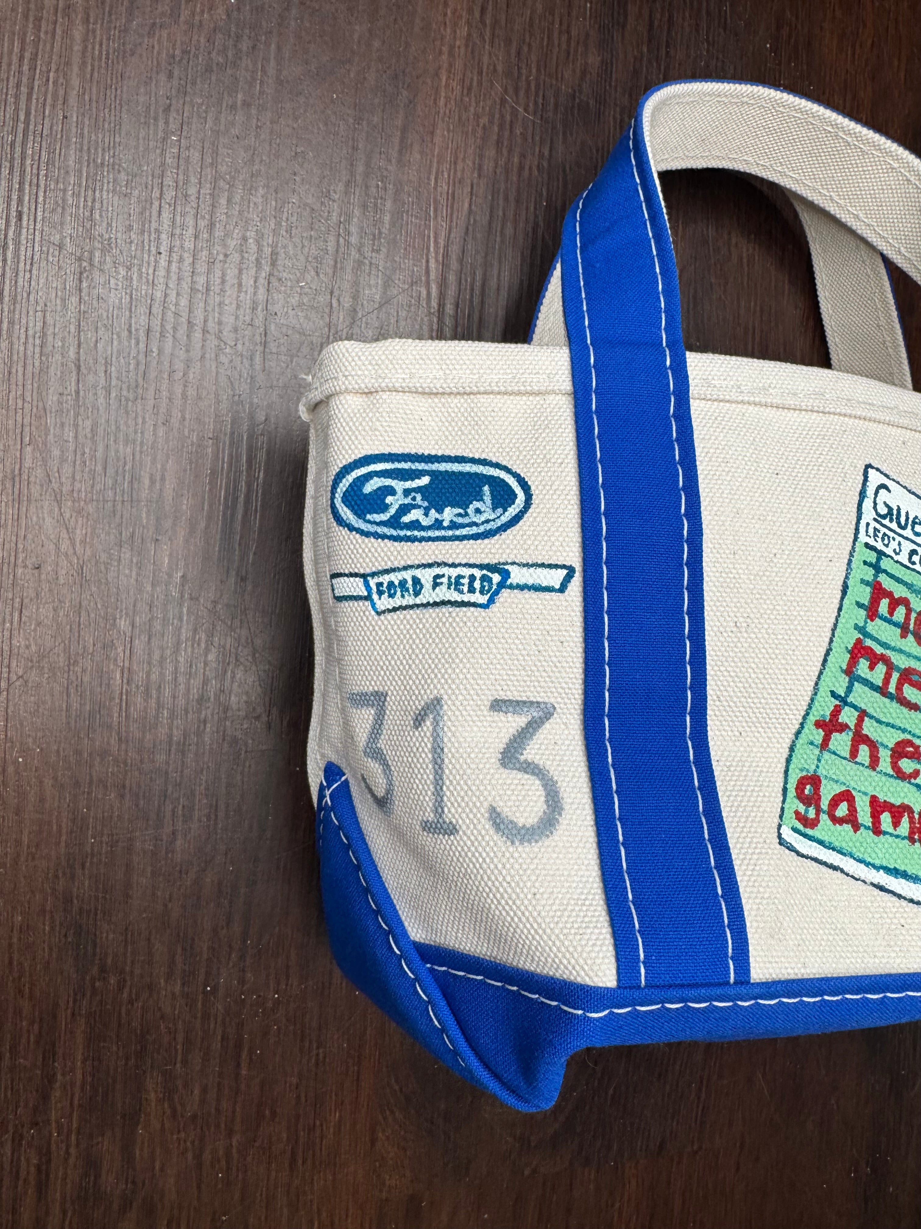 Custom Hand Painted Lions Mini Tote