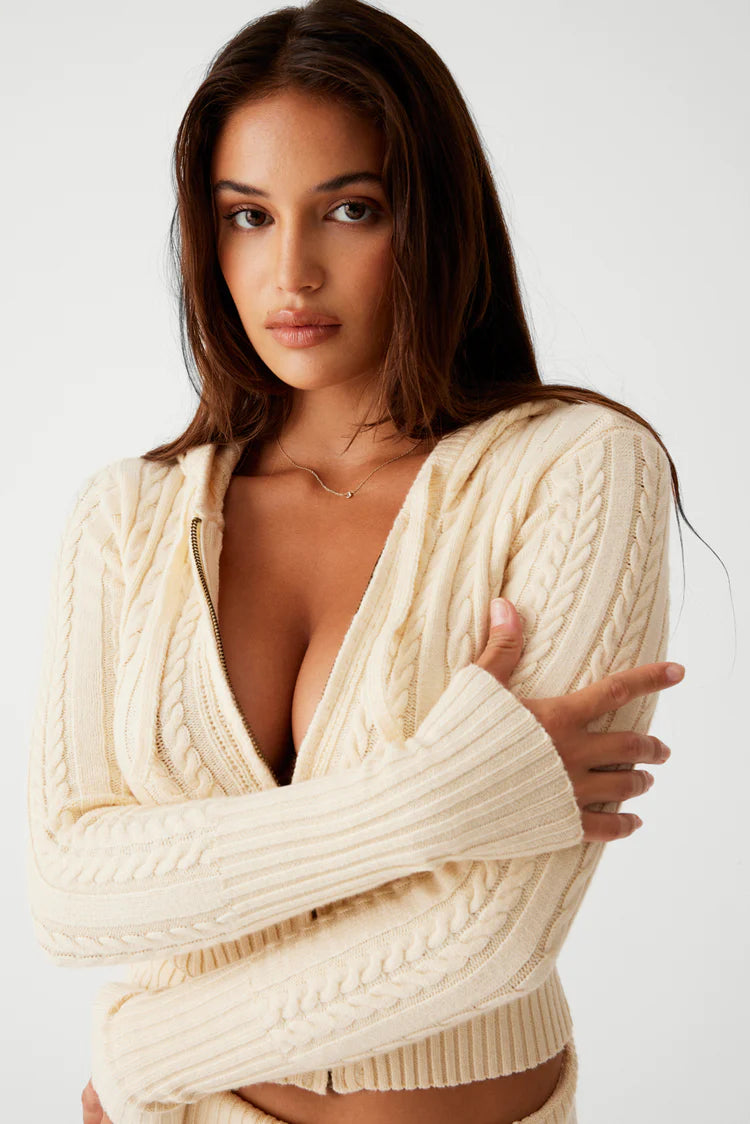 Aimee Cable Cloud Knit Hoodie - ONFEMME By Lindsey's Kloset