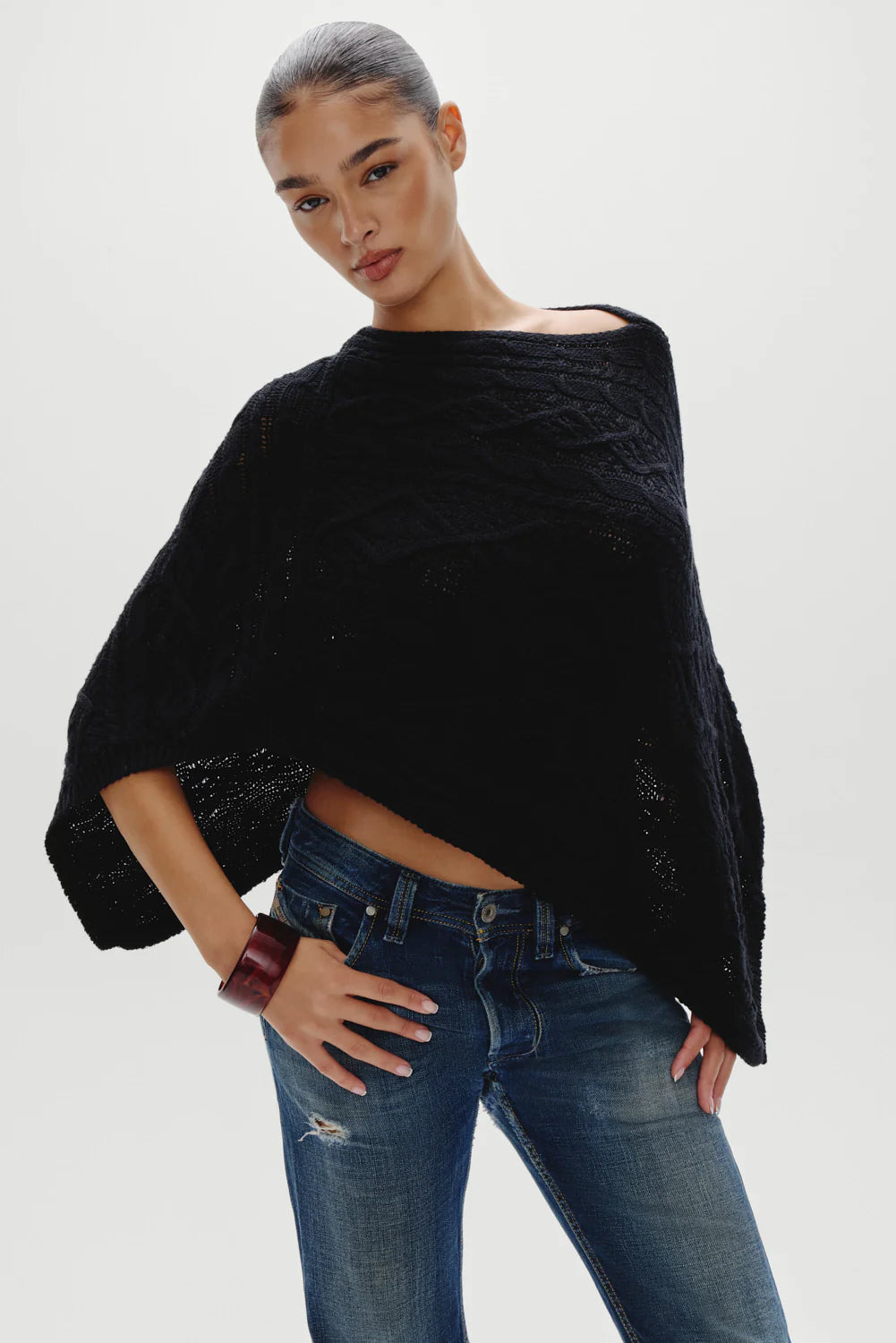 Aspen Cotton Knit Poncho