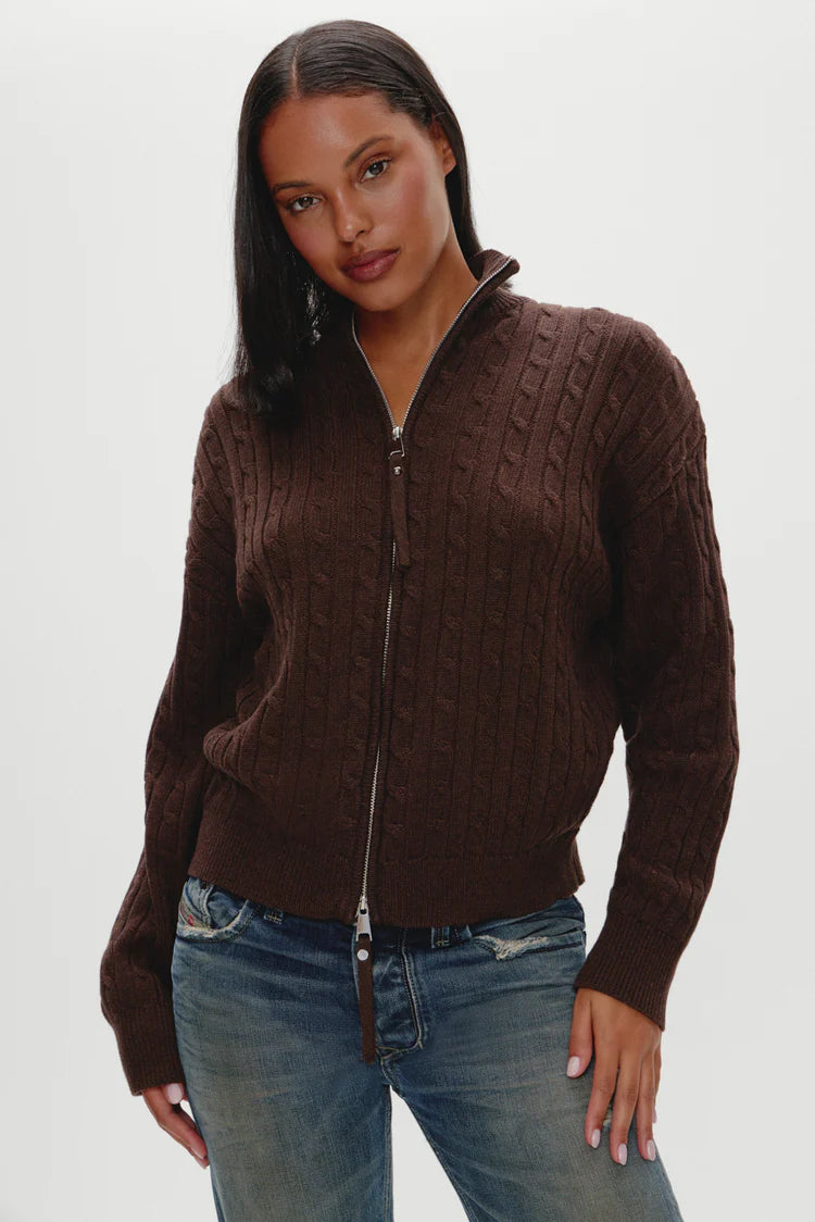 Bea Cable Knit Zip Up Sweater - ONFEMME By Lindsey's Kloset