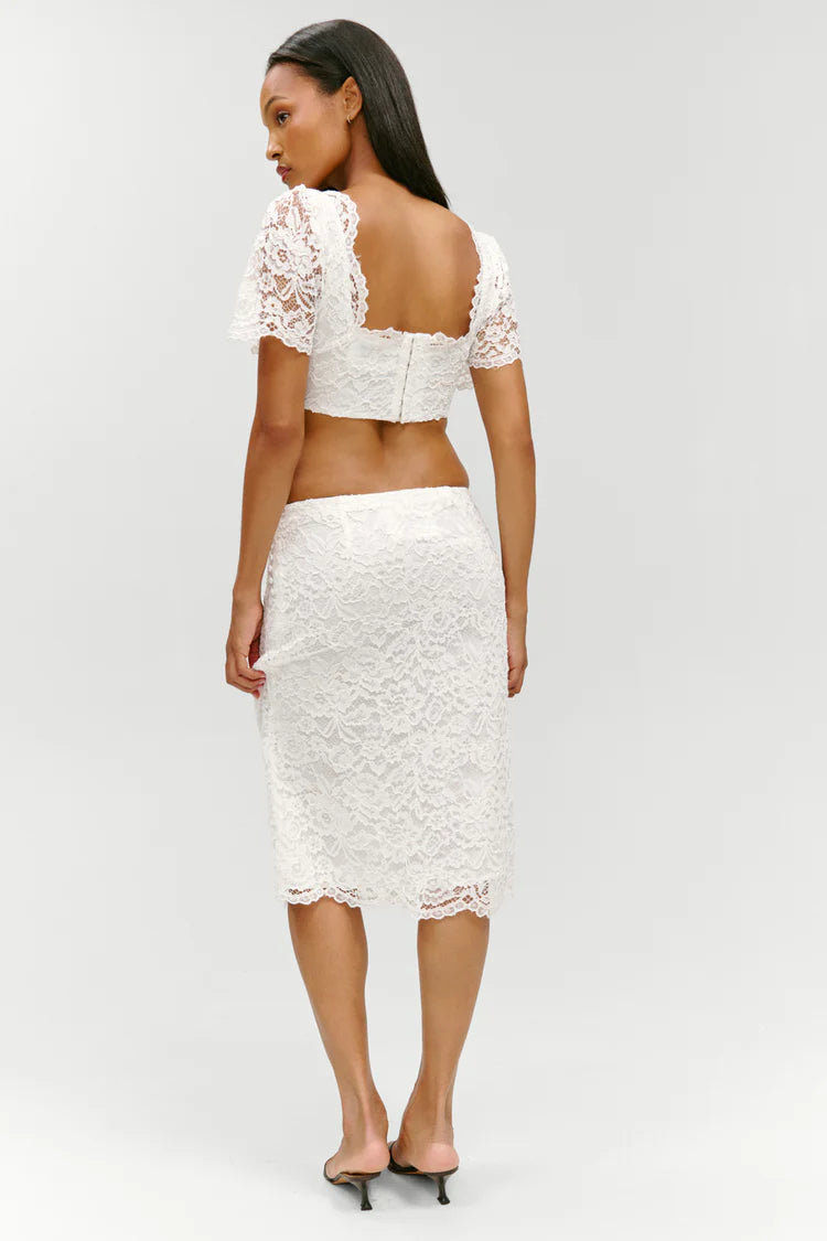 x Paige Lorenze Honeymoon Lace Midi Skirt