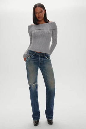 Jazz Off The Shoulder Knit Sweater - ONFEMME By Lindsey's Kloset