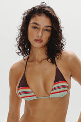 Nick Striped Triangle Bikini Top