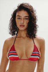 Nick Striped Triangle Bikini Top
