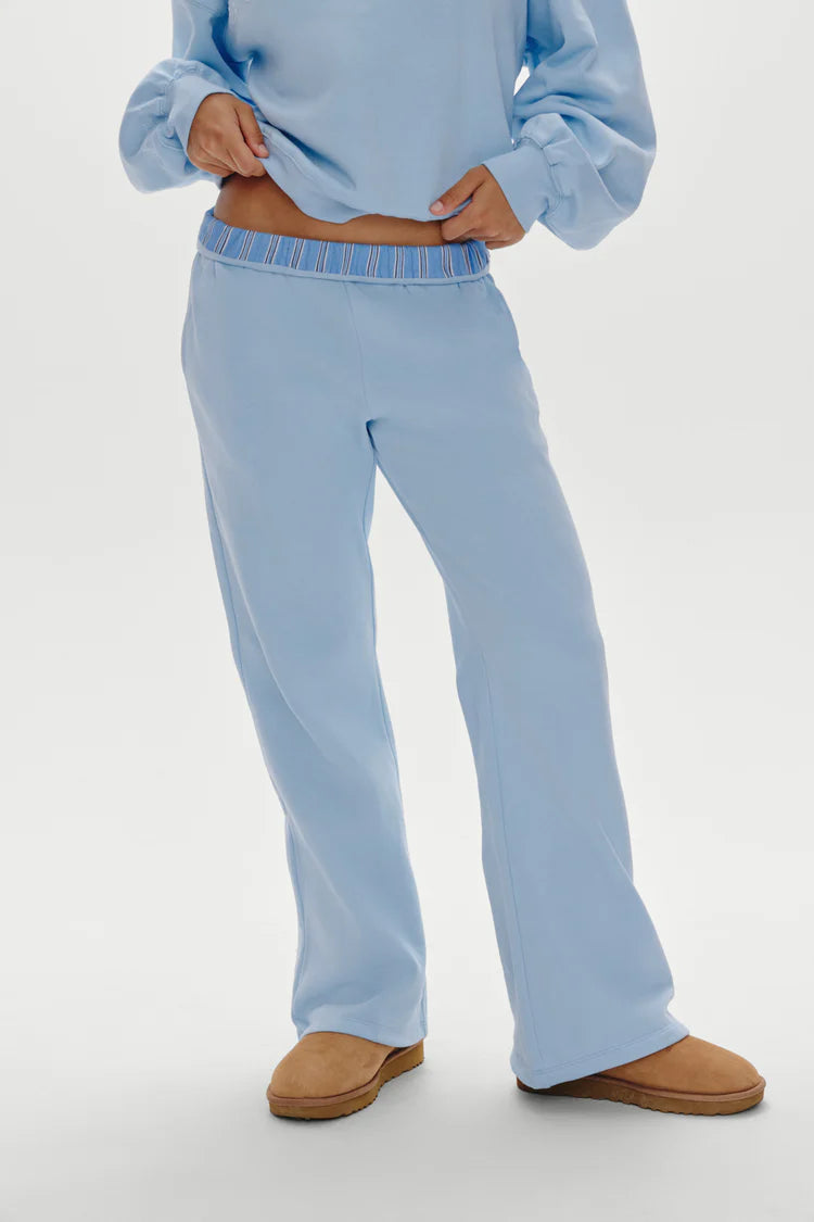 Frankie's Bikinis Travel Day Cotton Pant — Baby Blue | ONFEMME